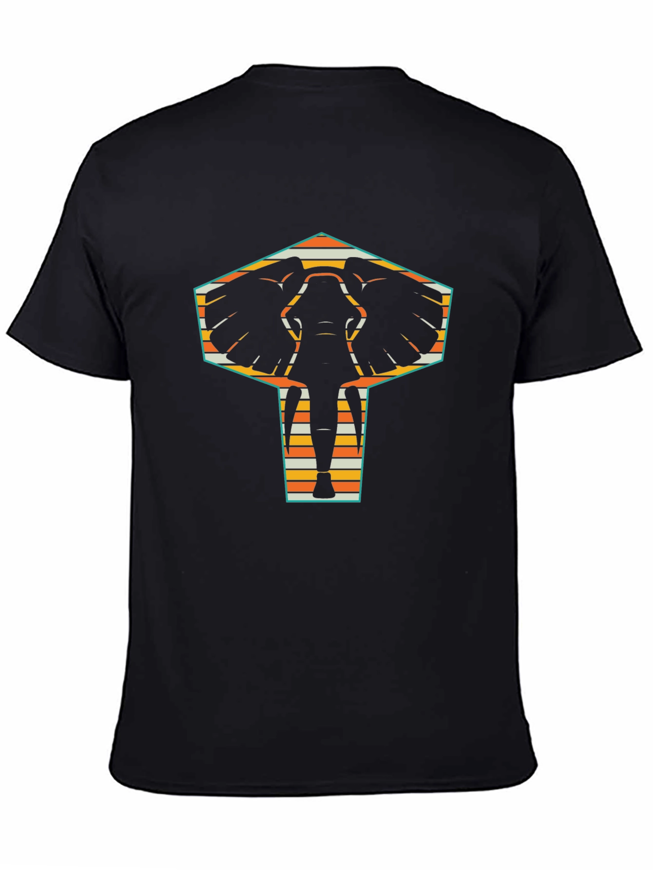Black Retro Elephant Graphic Tee view 4