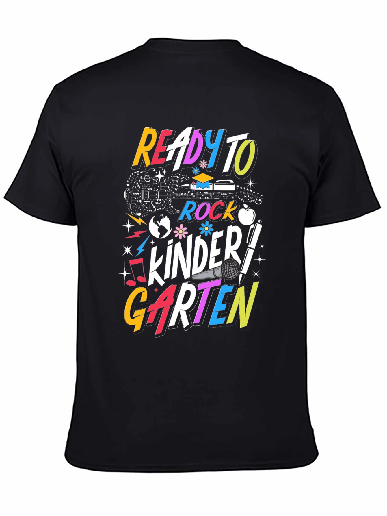 Black Ready to Rock Kindergarten T-Shirt - Back to School view 4