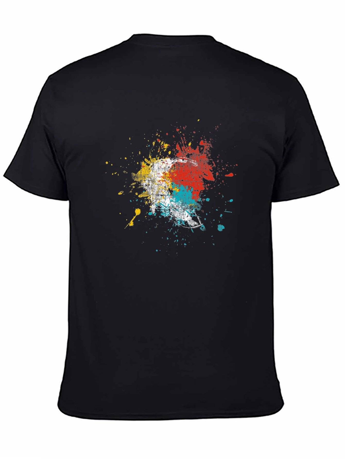Black Abstract Paint Splatter Graphic Tee view 4
