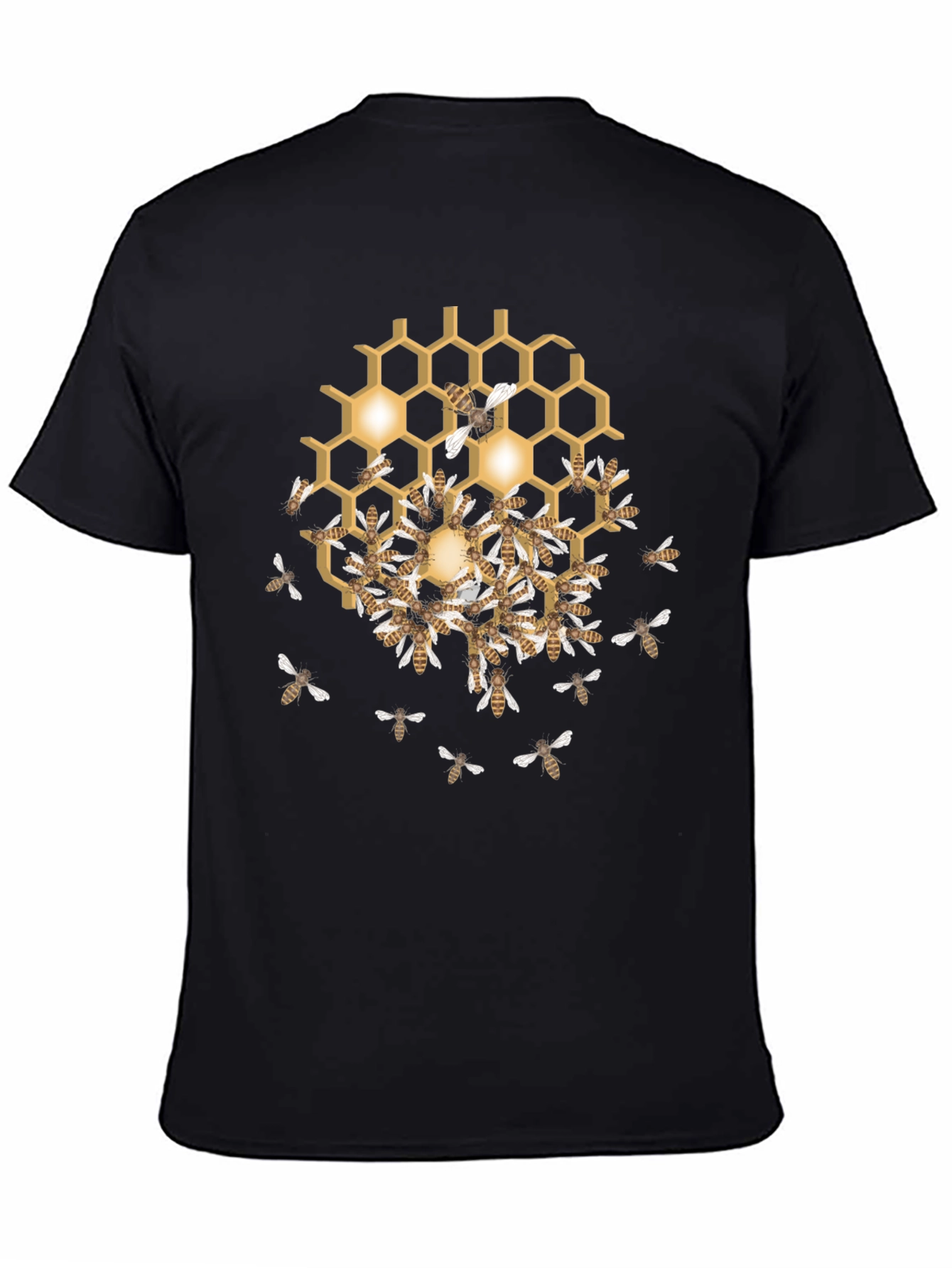 Black Honeycomb & Bees Graphic T-Shirt view 4
