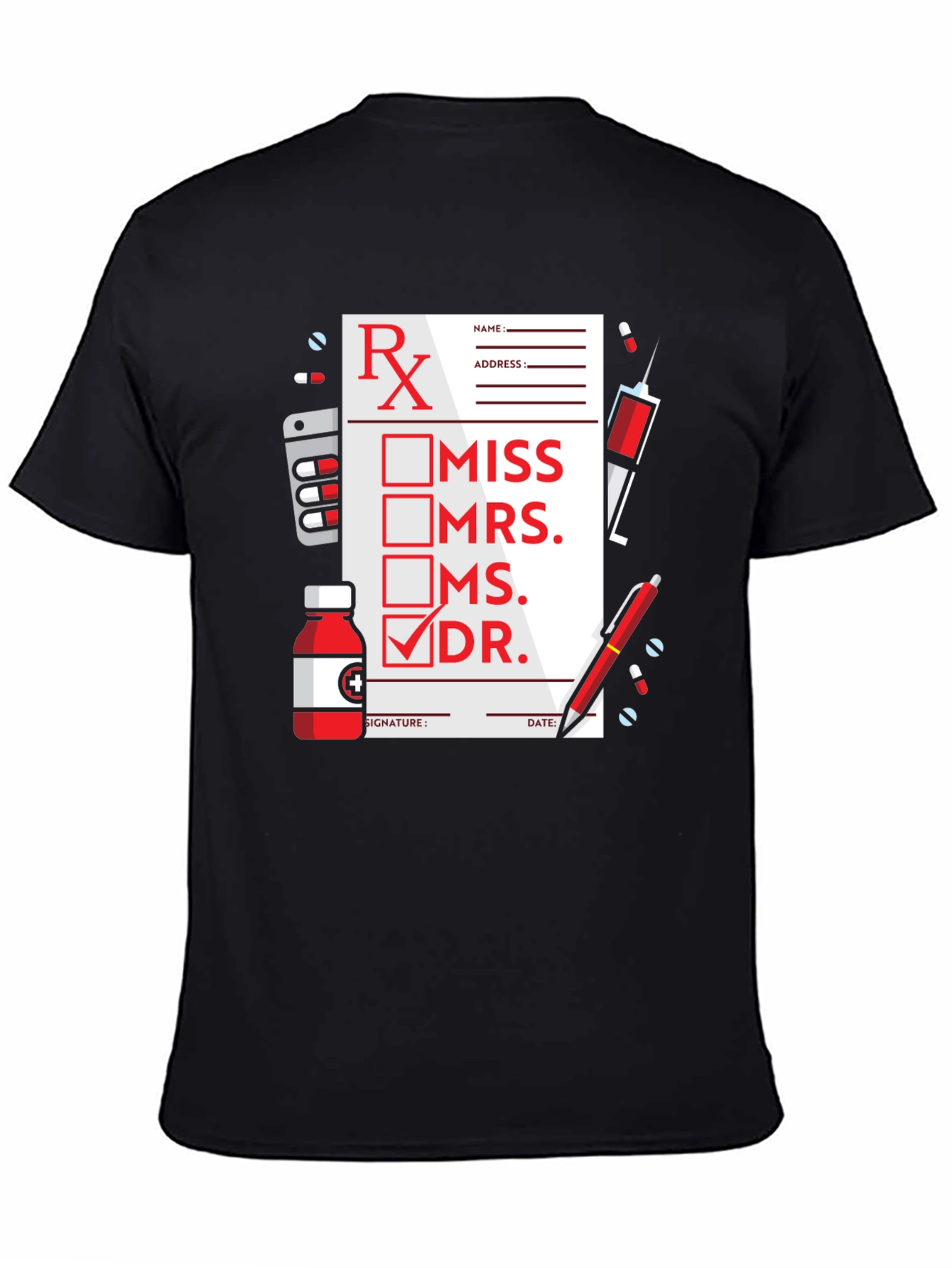 Black Doctor Prescription T-Shirt - Novelty Doctor Gift view 4