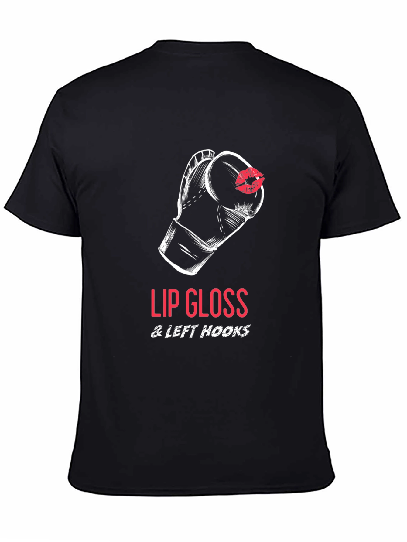 Black Lip Gloss & Left Hooks T-Shirt, Boxing Design view 4