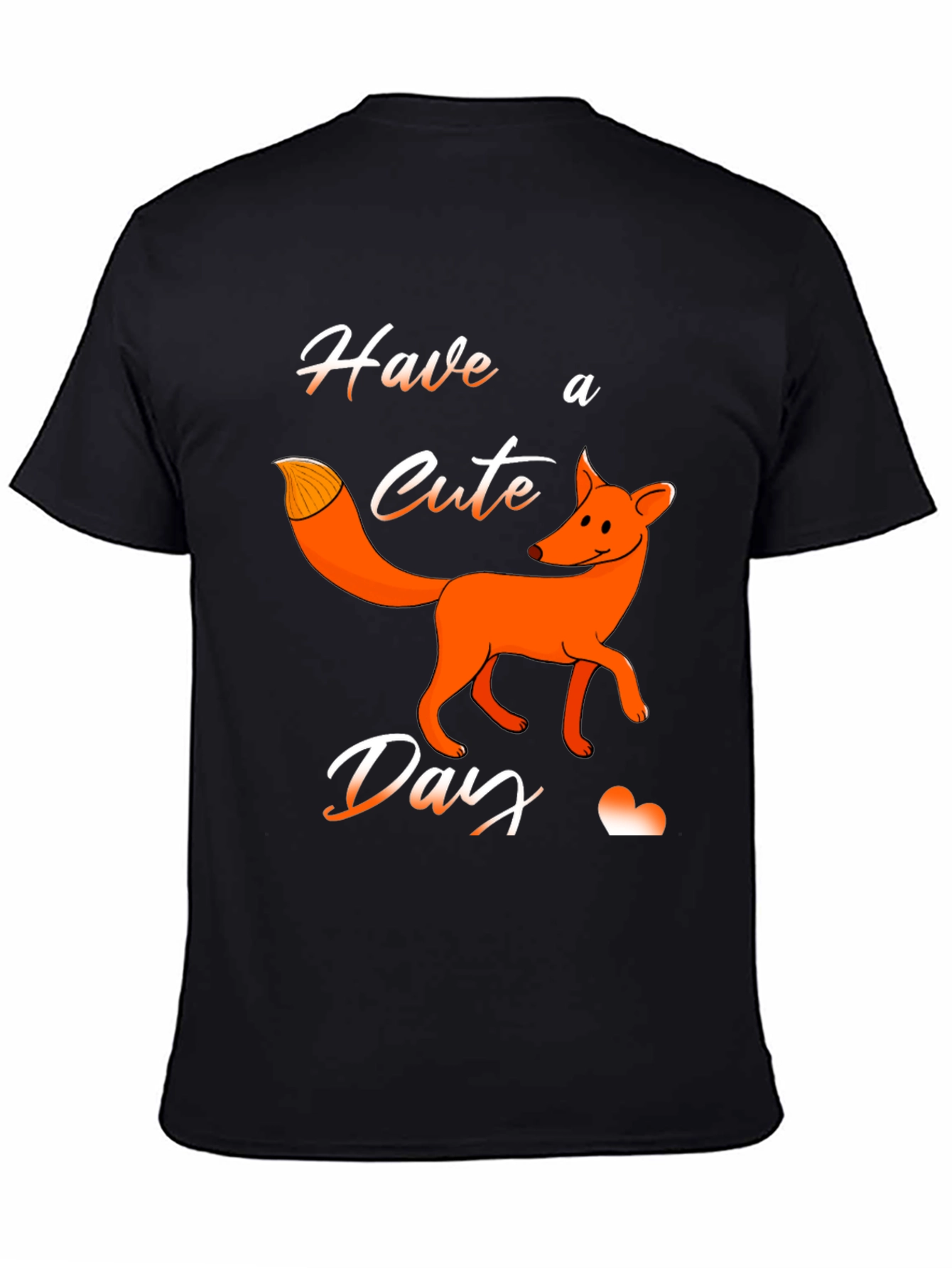 Black Cute Fox Day T-Shirt - Fun Animal Graphic Tee view 4