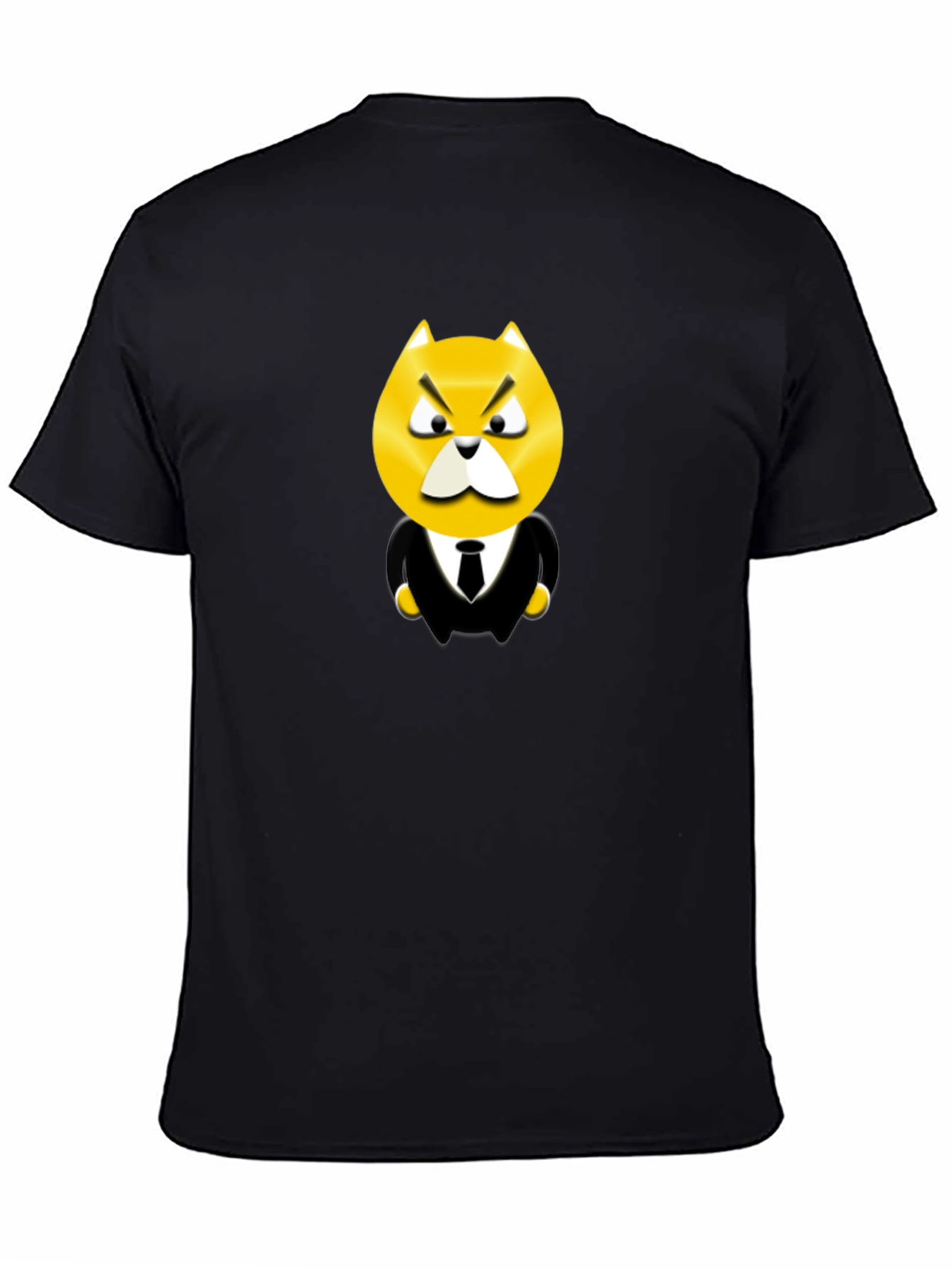 Black Cartoon Cat Boss Graphic Tee - Black view 4
