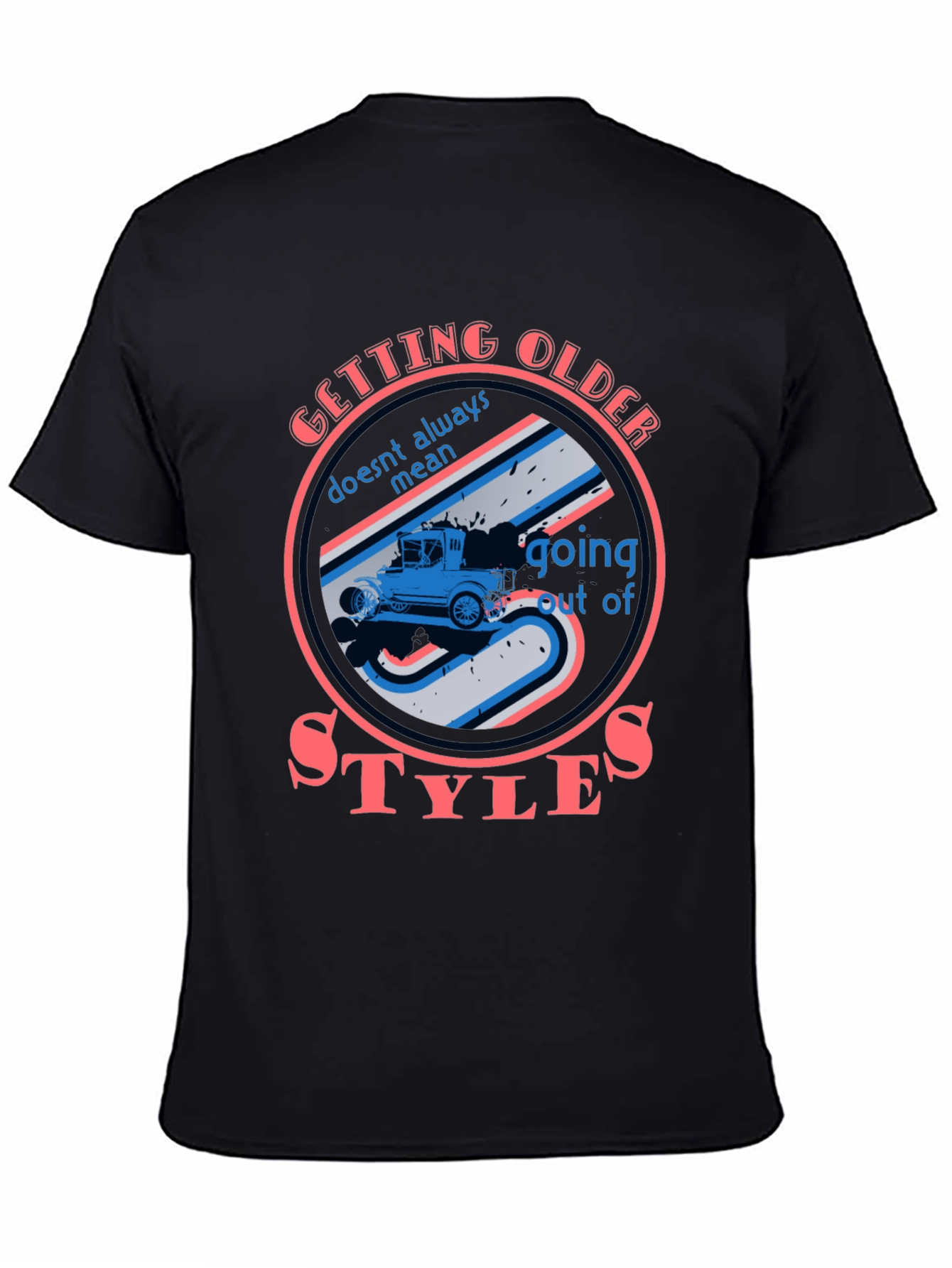 Black Retro Car Graphic T-Shirt - Getting Older Doesn't Mean Out of Style view 4