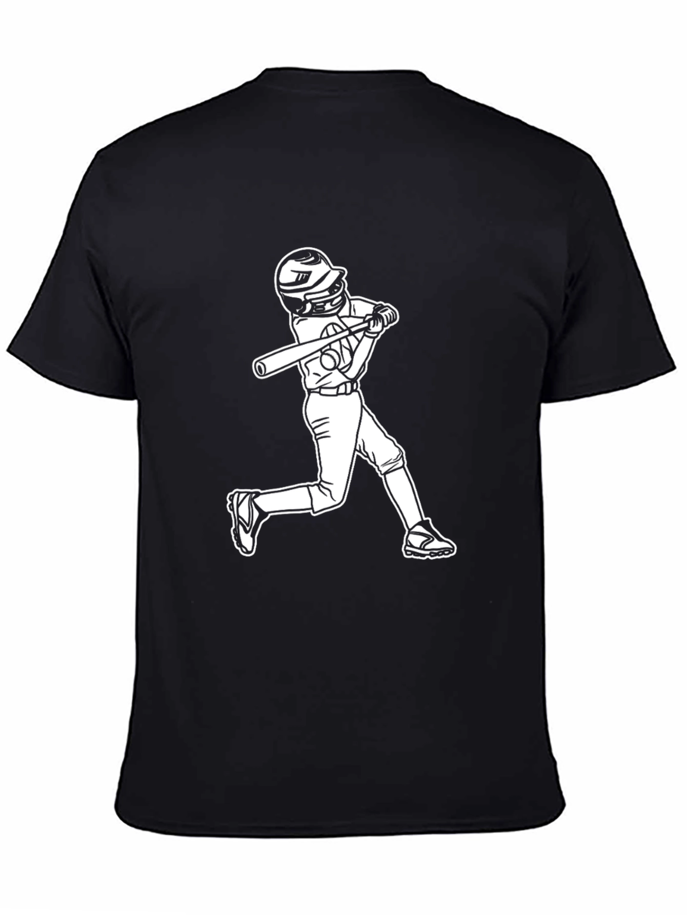 Black Baseball Hitter Graphic Tee - Black Cotton Blend view 4