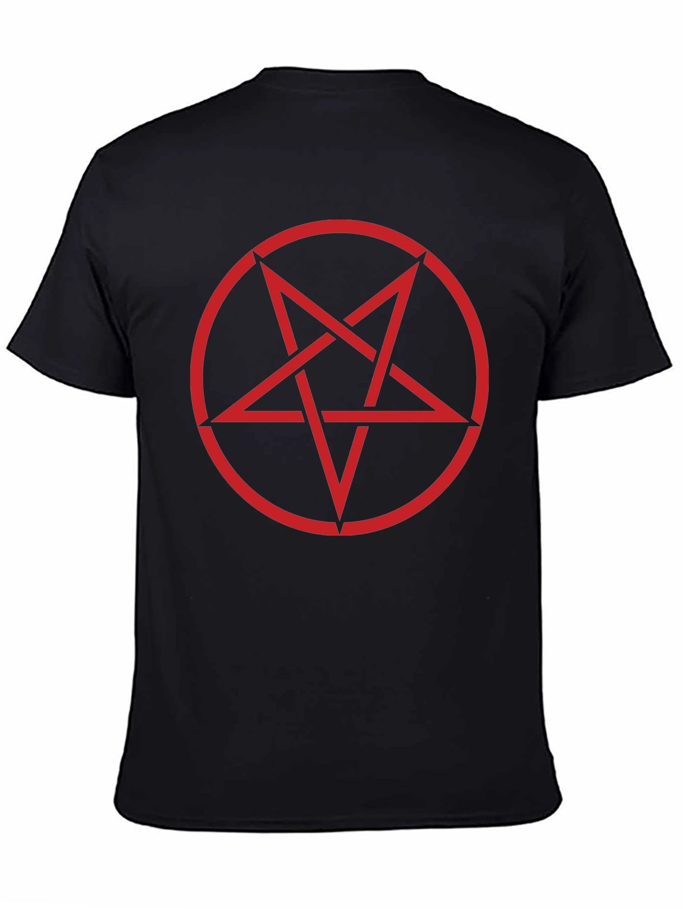 Black Red Pentagram Graphic Tee - Black Cotton Blend Shirt view 4