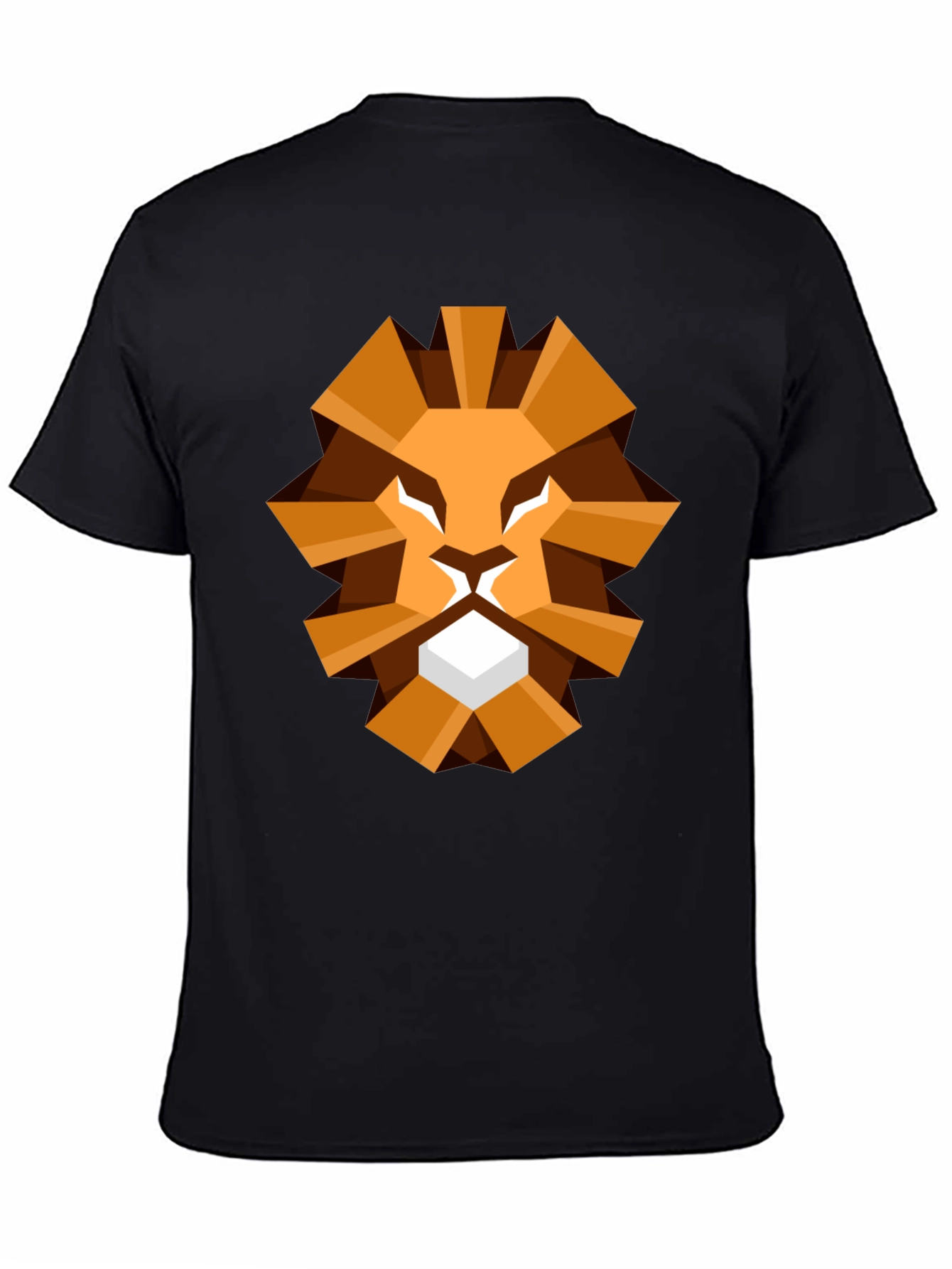 Black Geometric Lion Graphic Tee - Black T-Shirt view 4