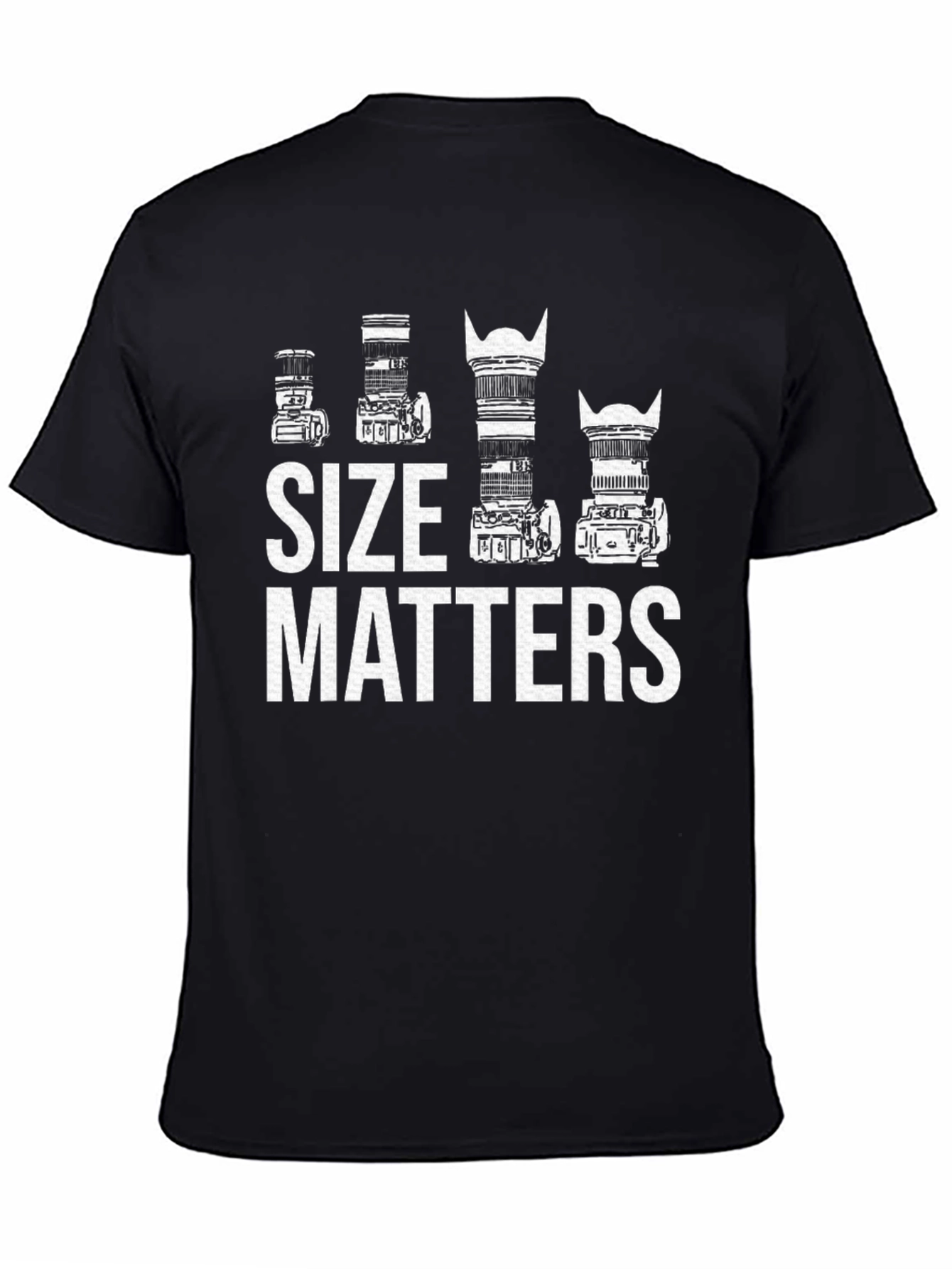 Black Size Matters Camera Lens T-Shirt Photography Gift view 4