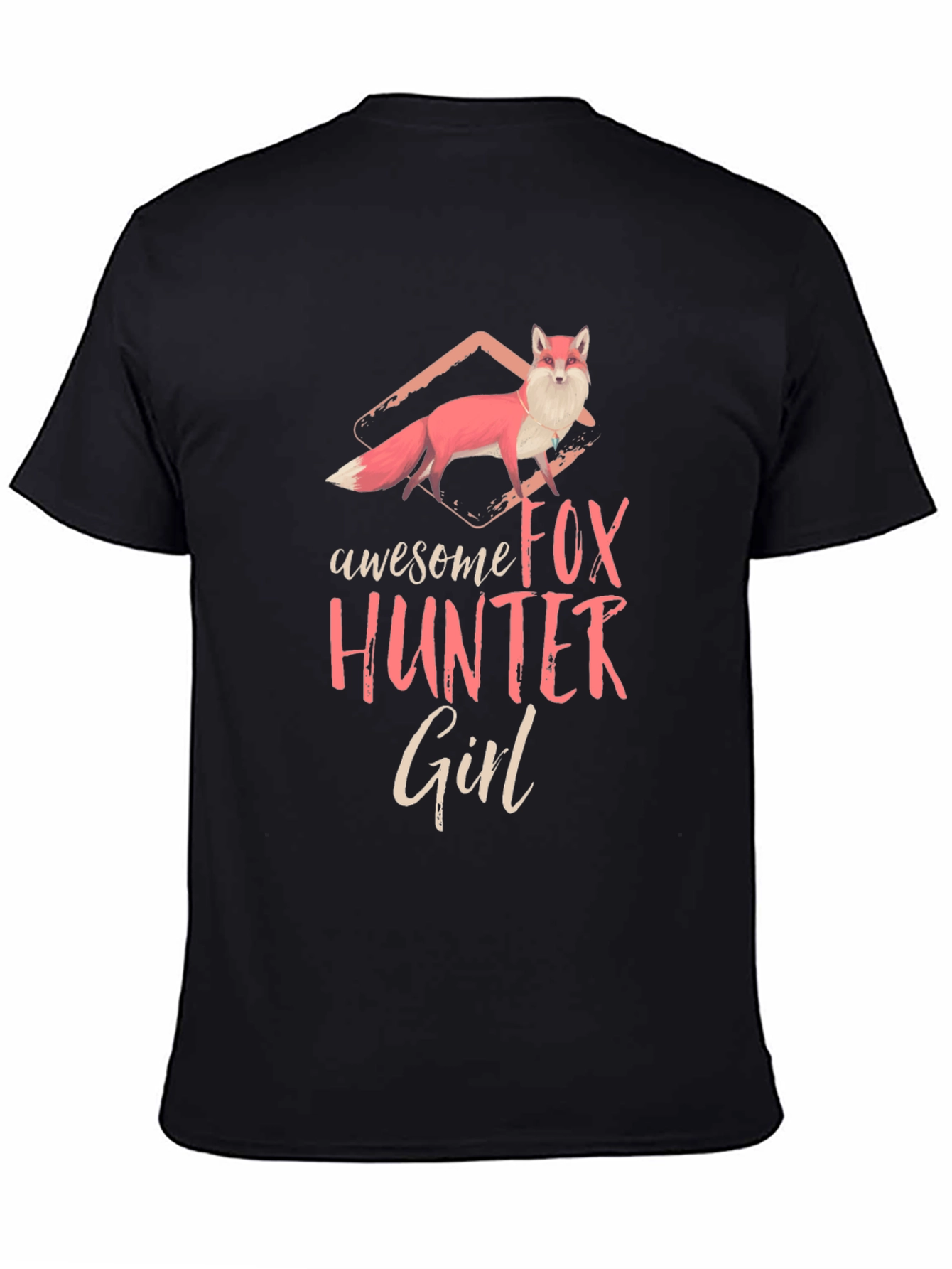 Black Awesome Fox Hunter Girl Graphic T-Shirt view 4