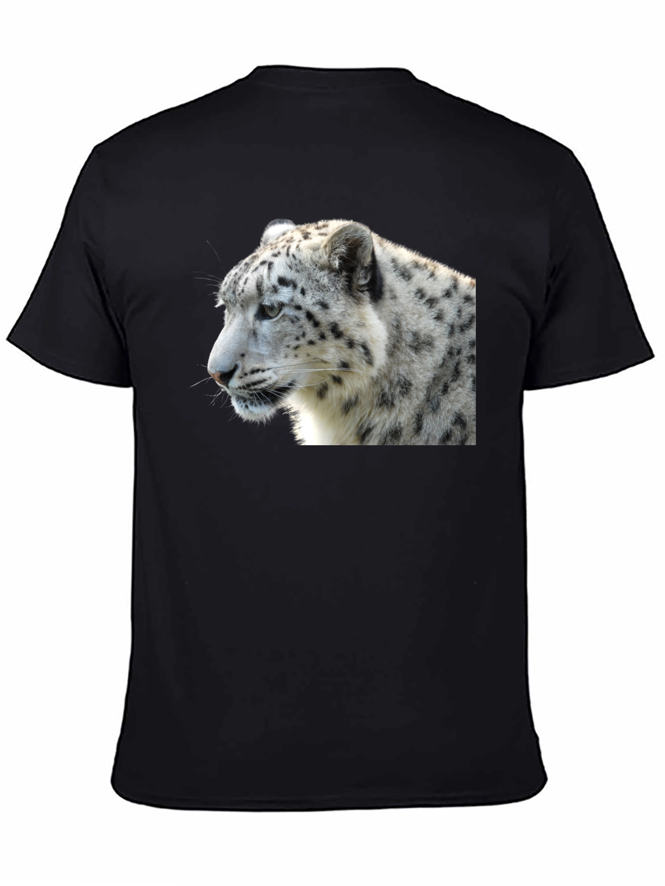 Black Snow Leopard T-Shirt - Black, Wildlife Tee view 4