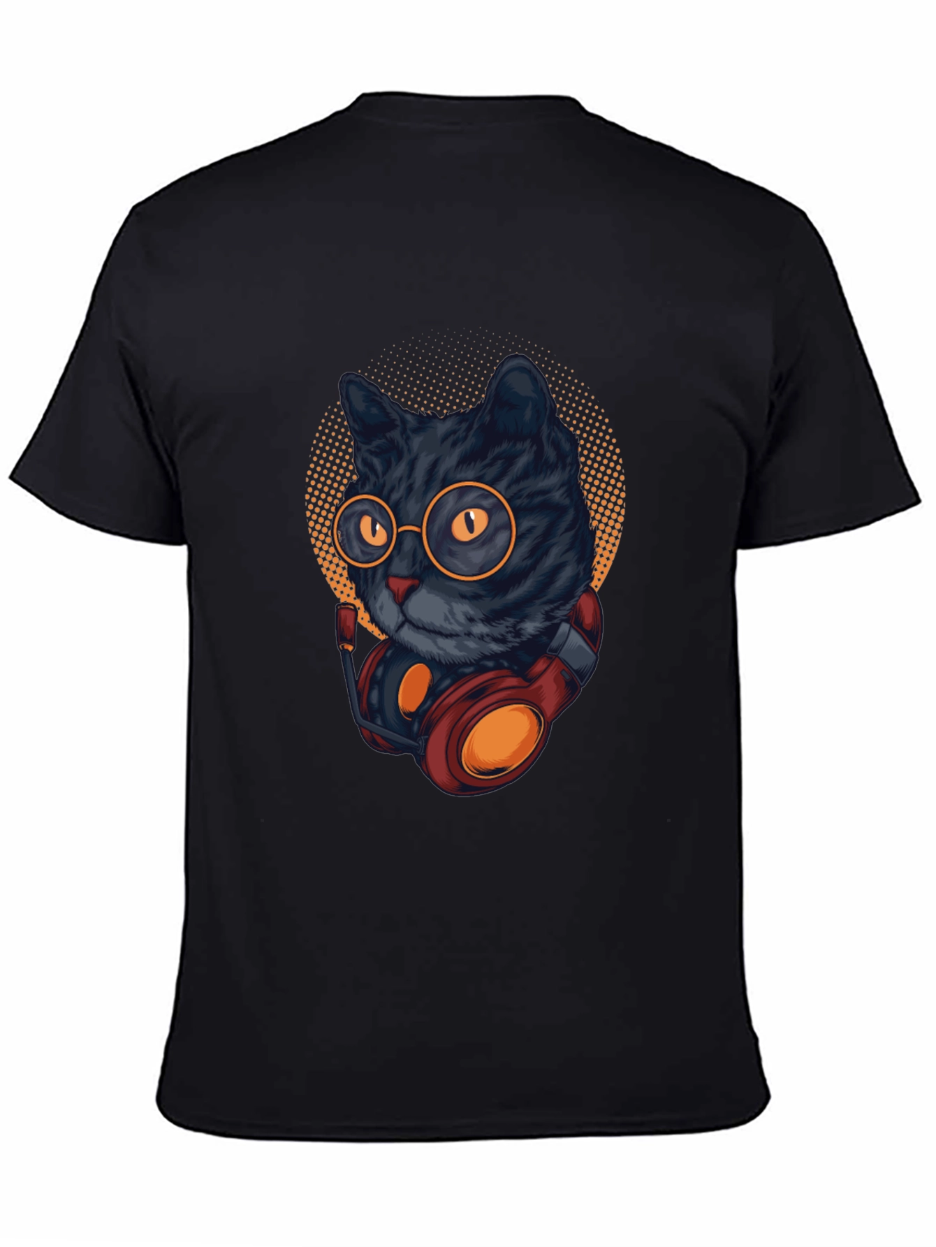 Black Cool Cat DJ T-Shirt - Black view 4