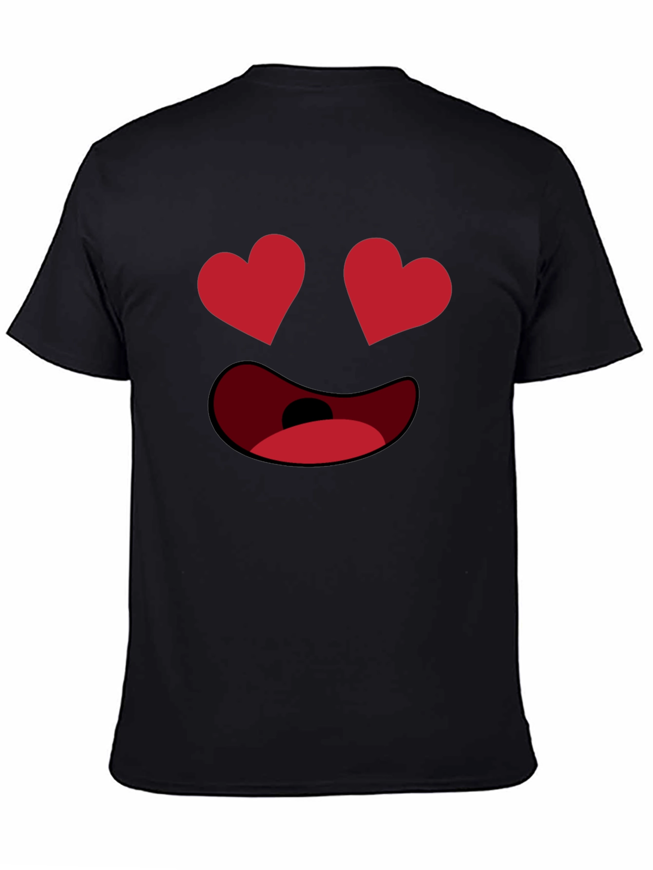 Black Heart Eyes Emoji Black T-Shirt - Express Your Love! view 4