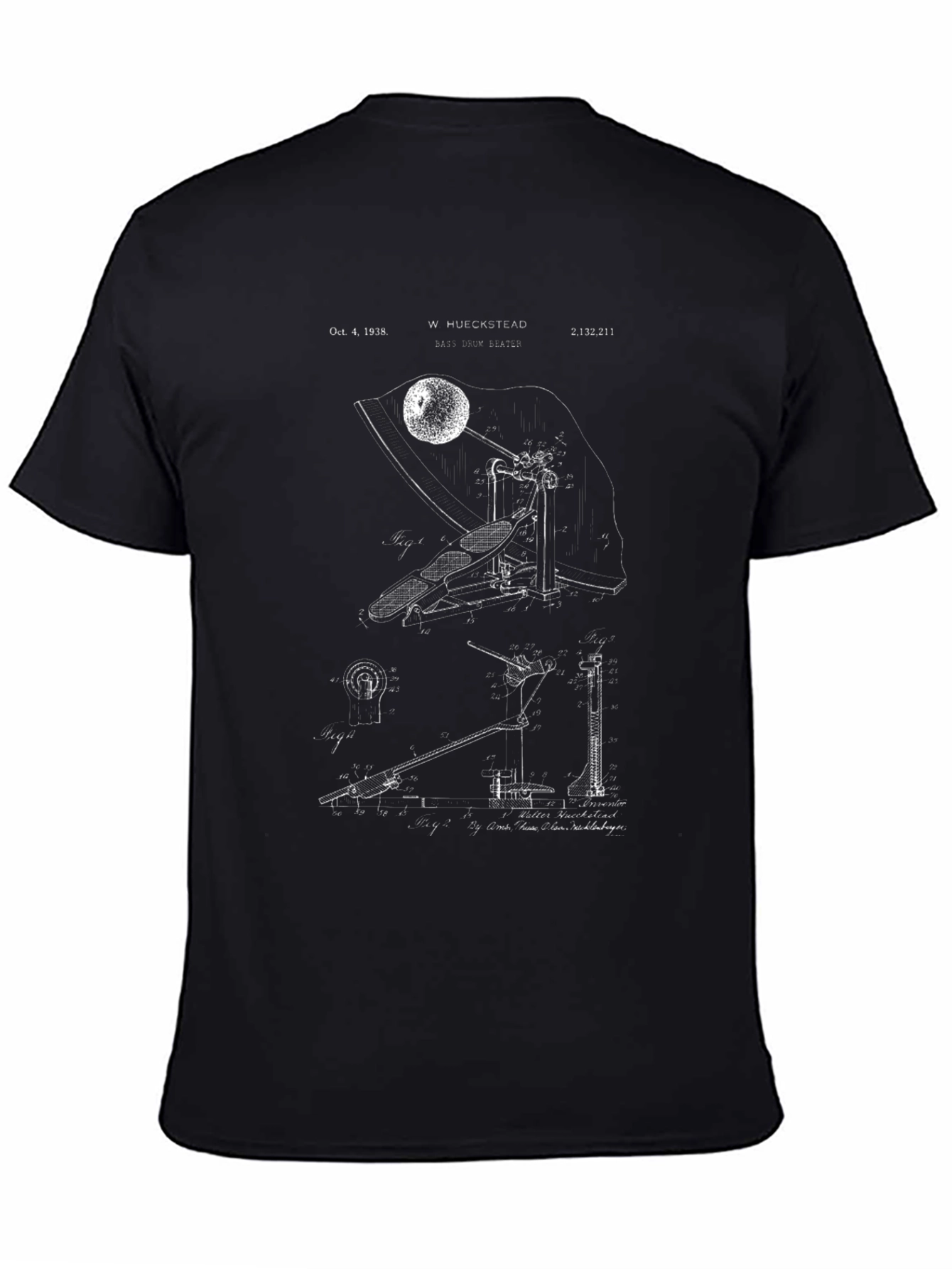 Black Vintage Blueprint T-Shirt view 4