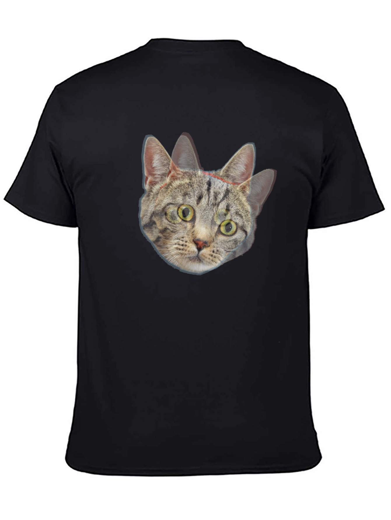 Black Cat Head Crown Print Black T-Shirt view 4