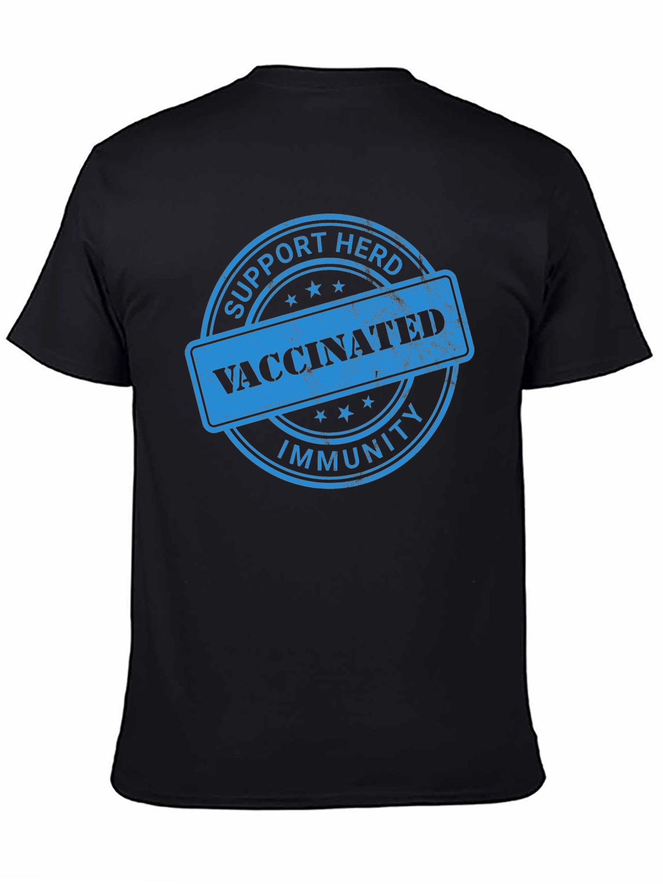 Black Support Herd Immunity Vaccinated T-Shirt view 4