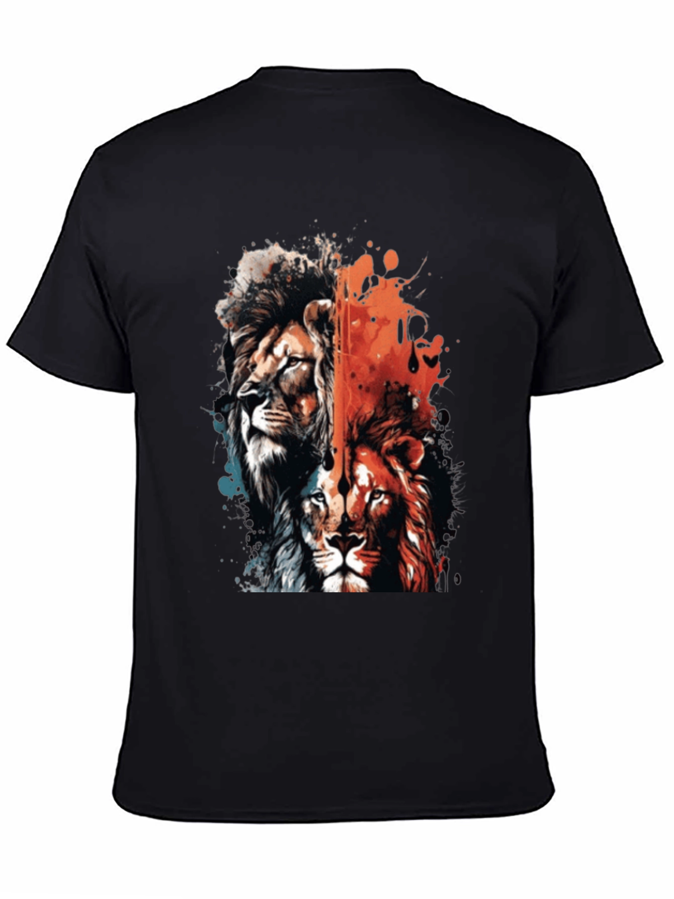 Black Lion Duo Graphic Tee - Bold Statement Shirt view 4