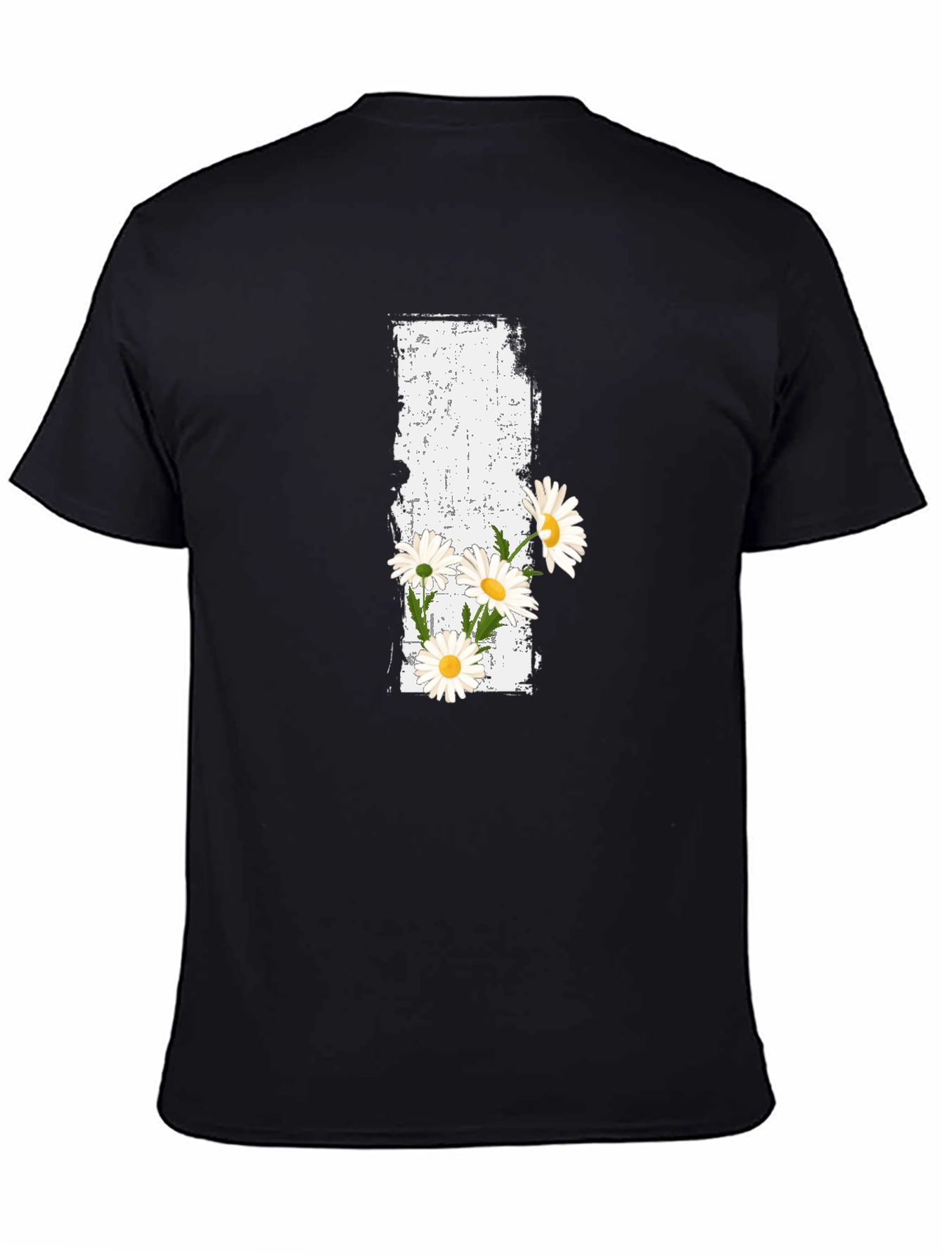 Black Daisy Grunge Graphic Black T-Shirt view 4