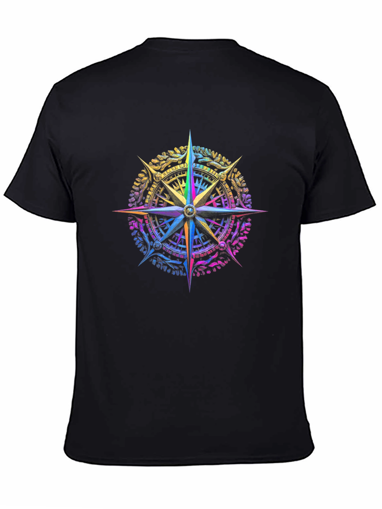 Black Neon Compass Rose Graphic T-Shirt view 4