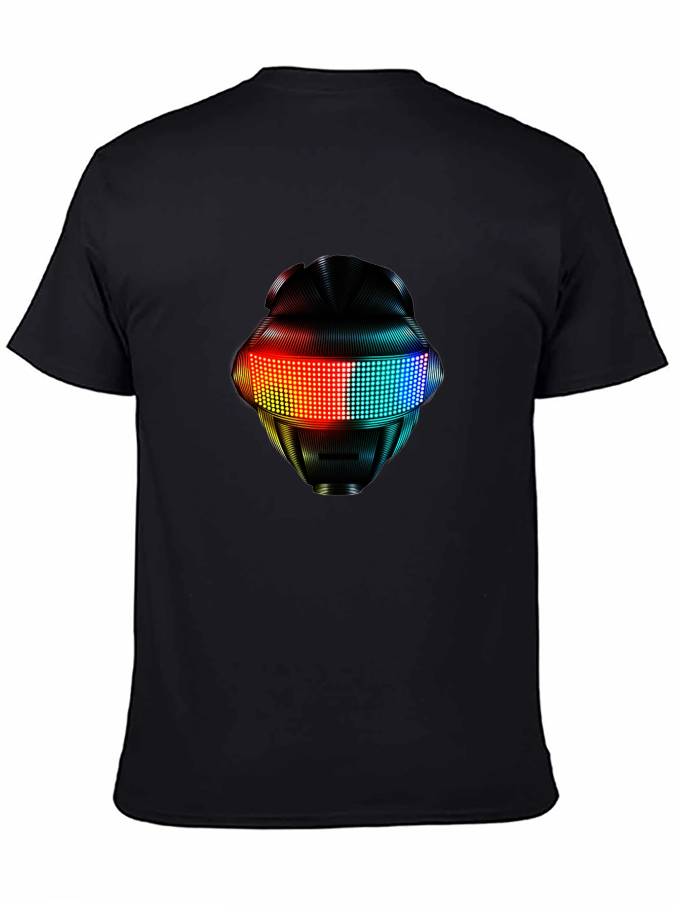 Black LED Robot Head Graphic Black T-Shirt view 4