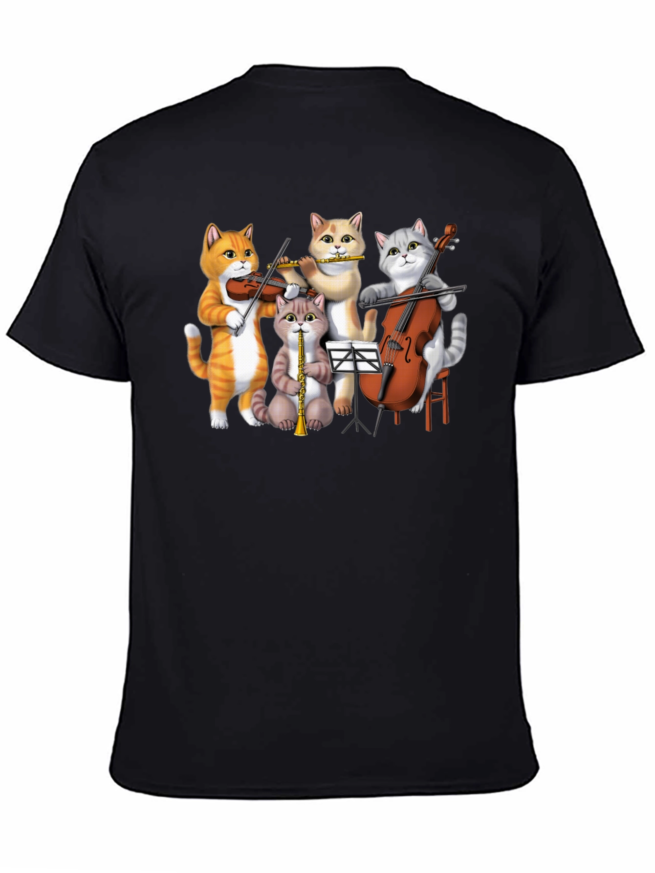 Black Cat Orchestra T-Shirt Funny Music Cats Tee view 4
