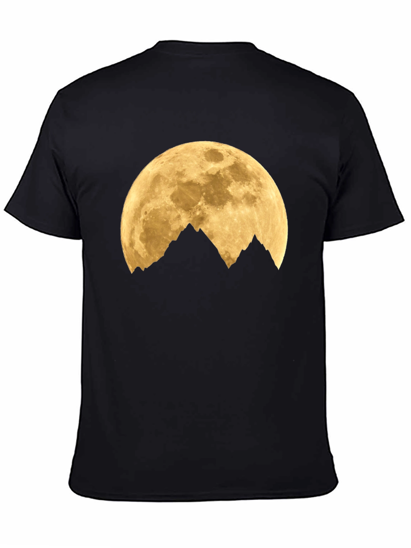 Black Moon Over Mountains Graphic Tee - Black Cotton Blend view 4