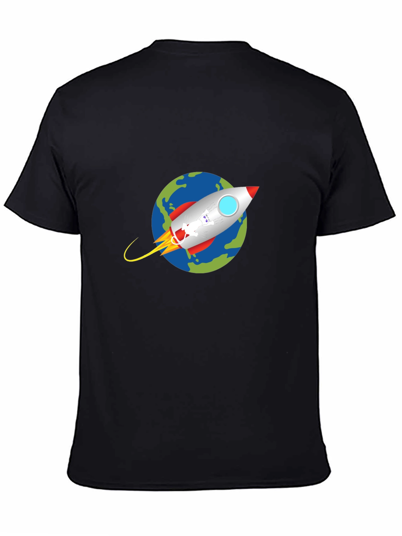 Black Rocket Earth Graphic Tee - Black Cotton Casual view 4