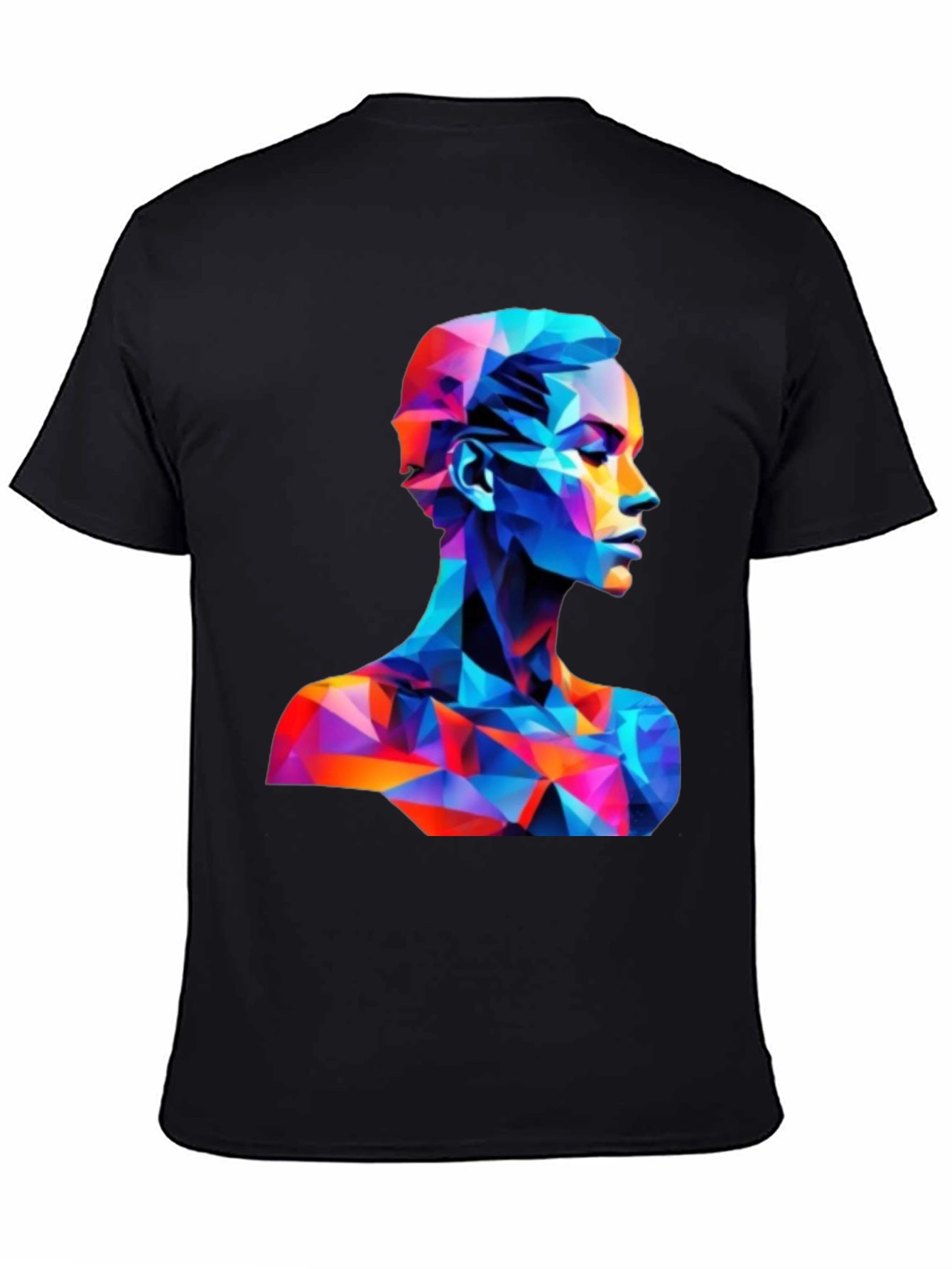 Abstract Geometric Face Graphic Black T-Shirt - 4