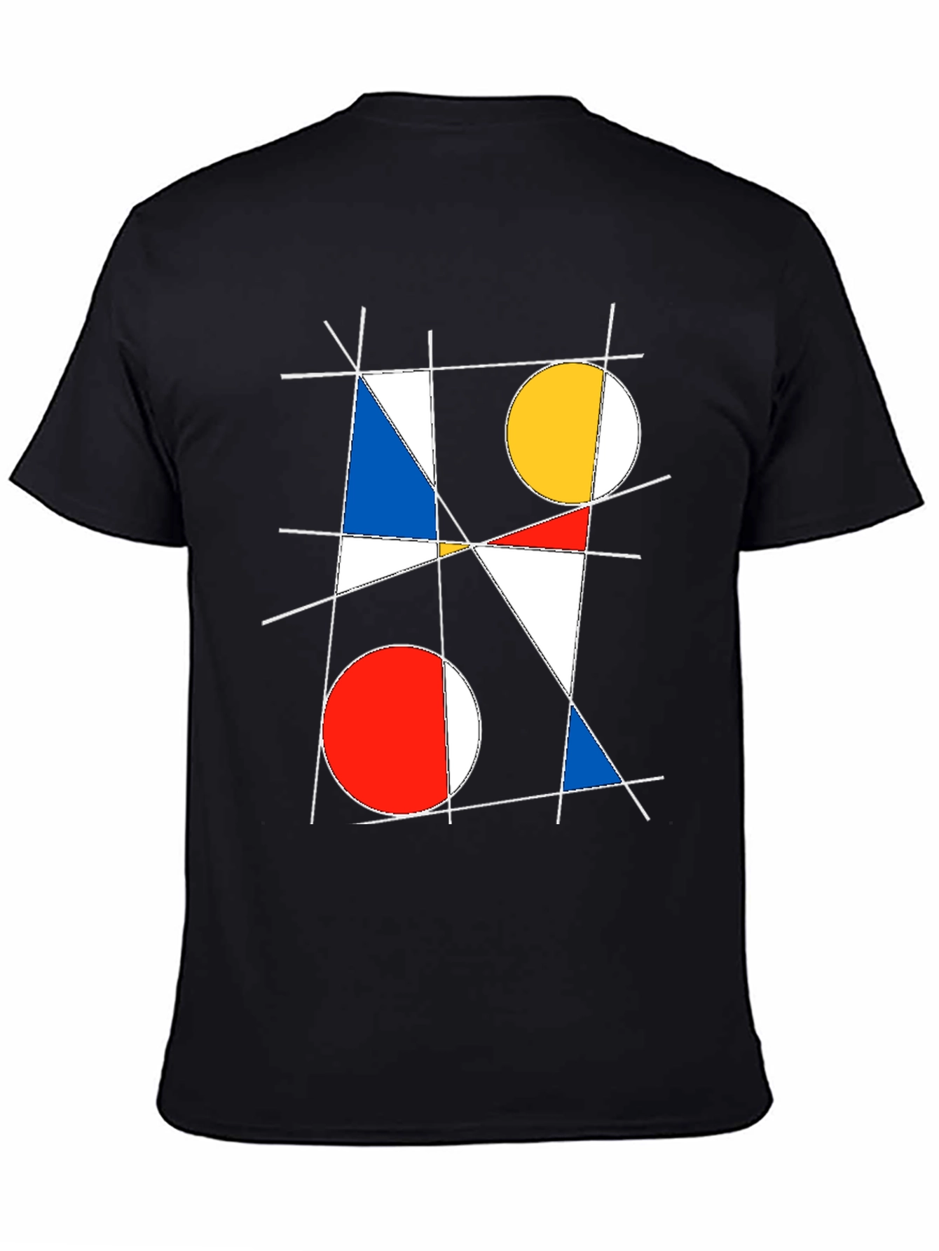 Black Geometric Abstract Art Graphic T-Shirt view 4