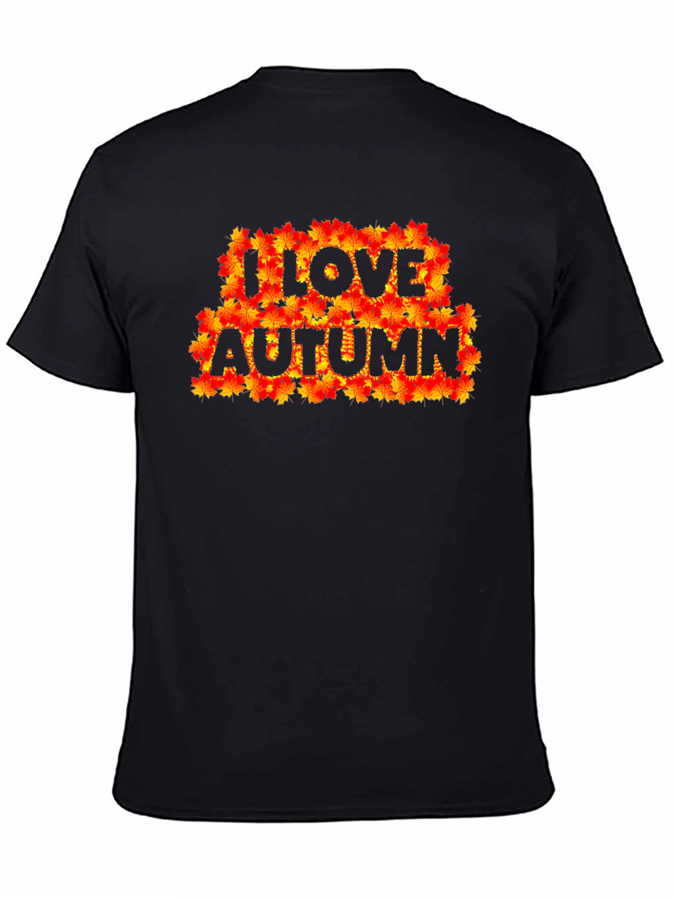 Black I Love Autumn Fall Leaves Black Graphic T-Shirt view 4