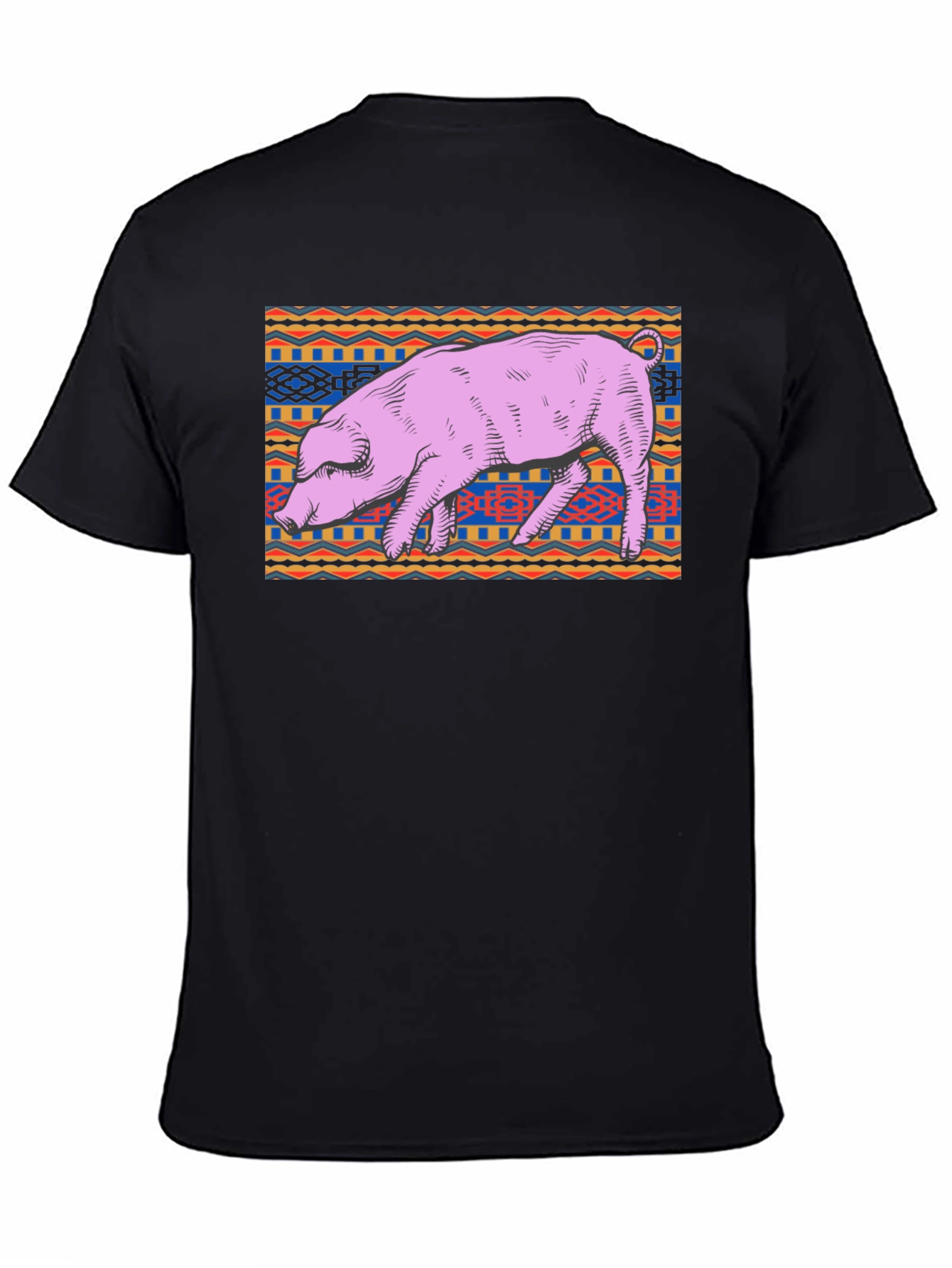 Black Pig Graphic Tee - Unique Tribal Pattern, Casual Cotton Shirt view 4