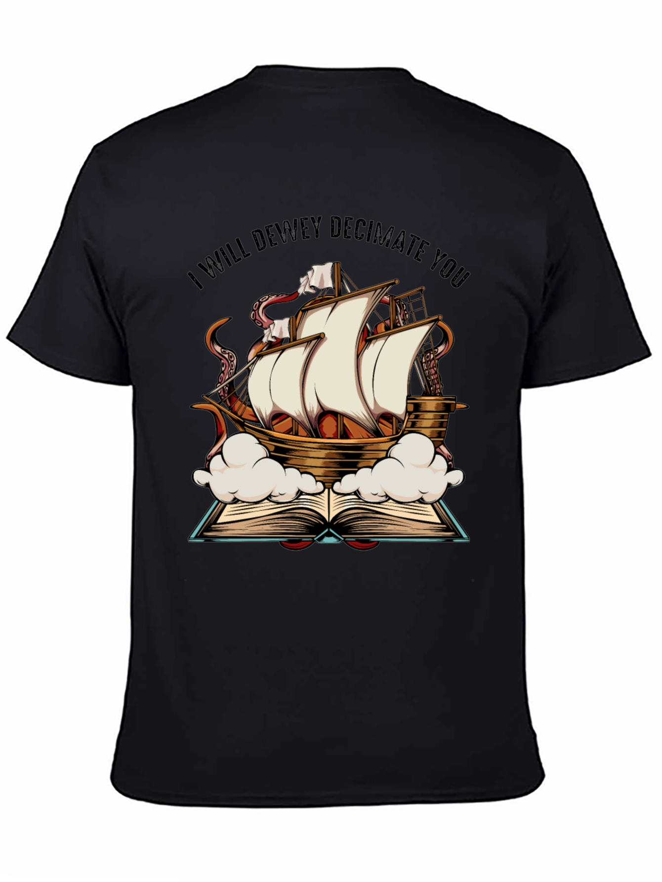 Black Dewey Decimate Kraken Ship T-Shirt view 4