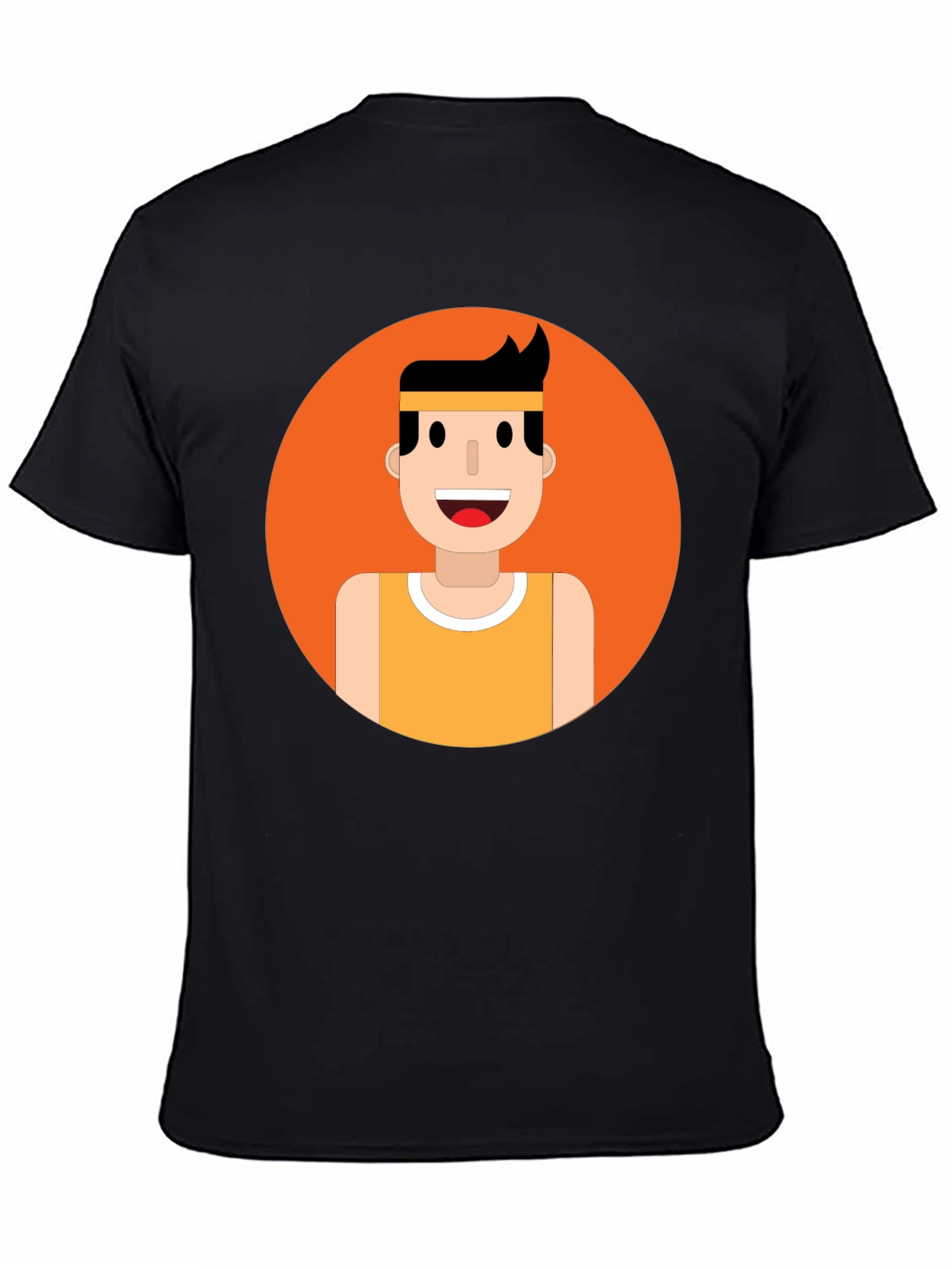 Black Men's Graphic Tee - Smiling Runner Design view 4