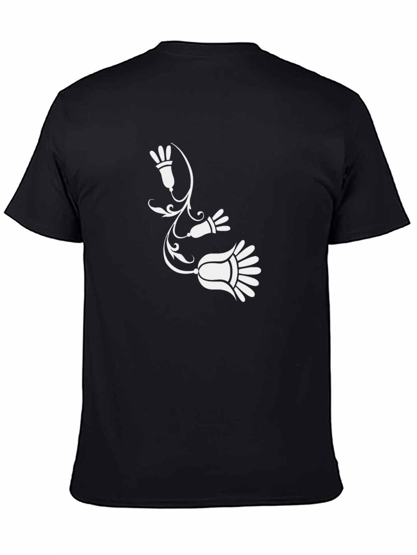 Black Floral Vine Graphic Black T-Shirt view 4