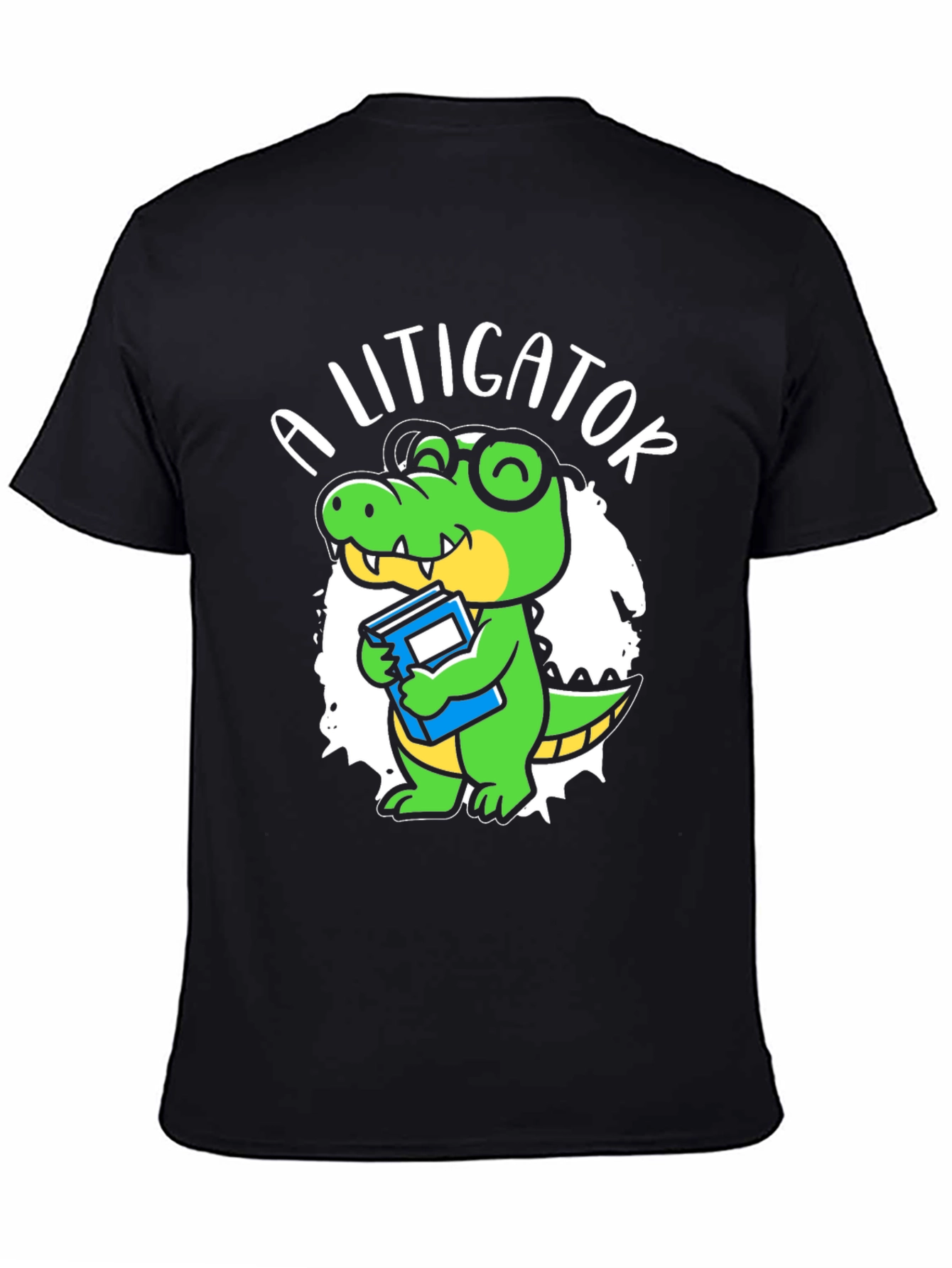 Black A Litigator Alligator T-Shirt - Lawyer Crocodile Tee view 4