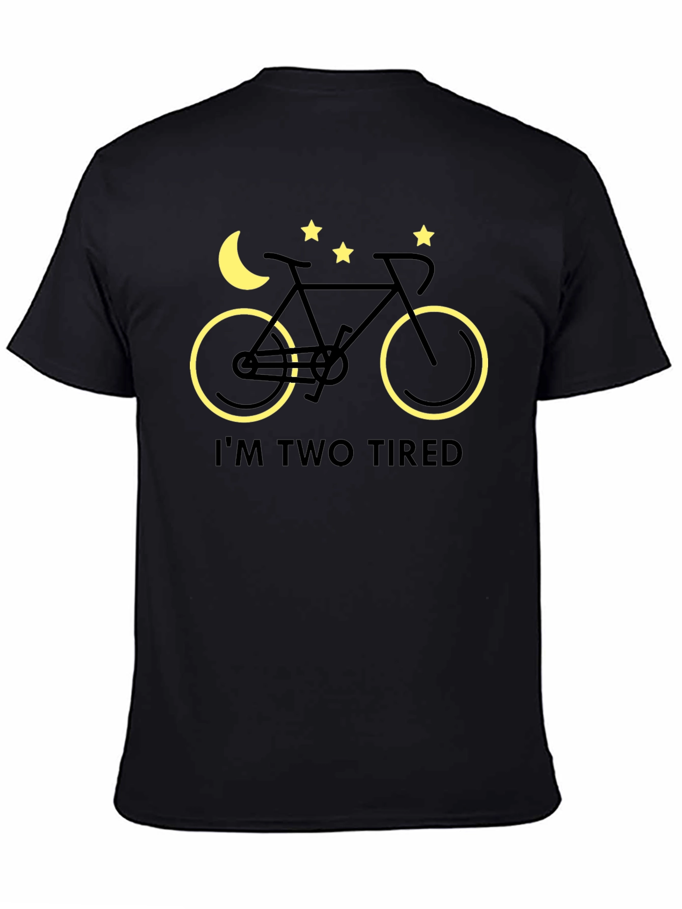 Black I'm Two Tired Bike T-Shirt - Night Ride Funny Tee view 4