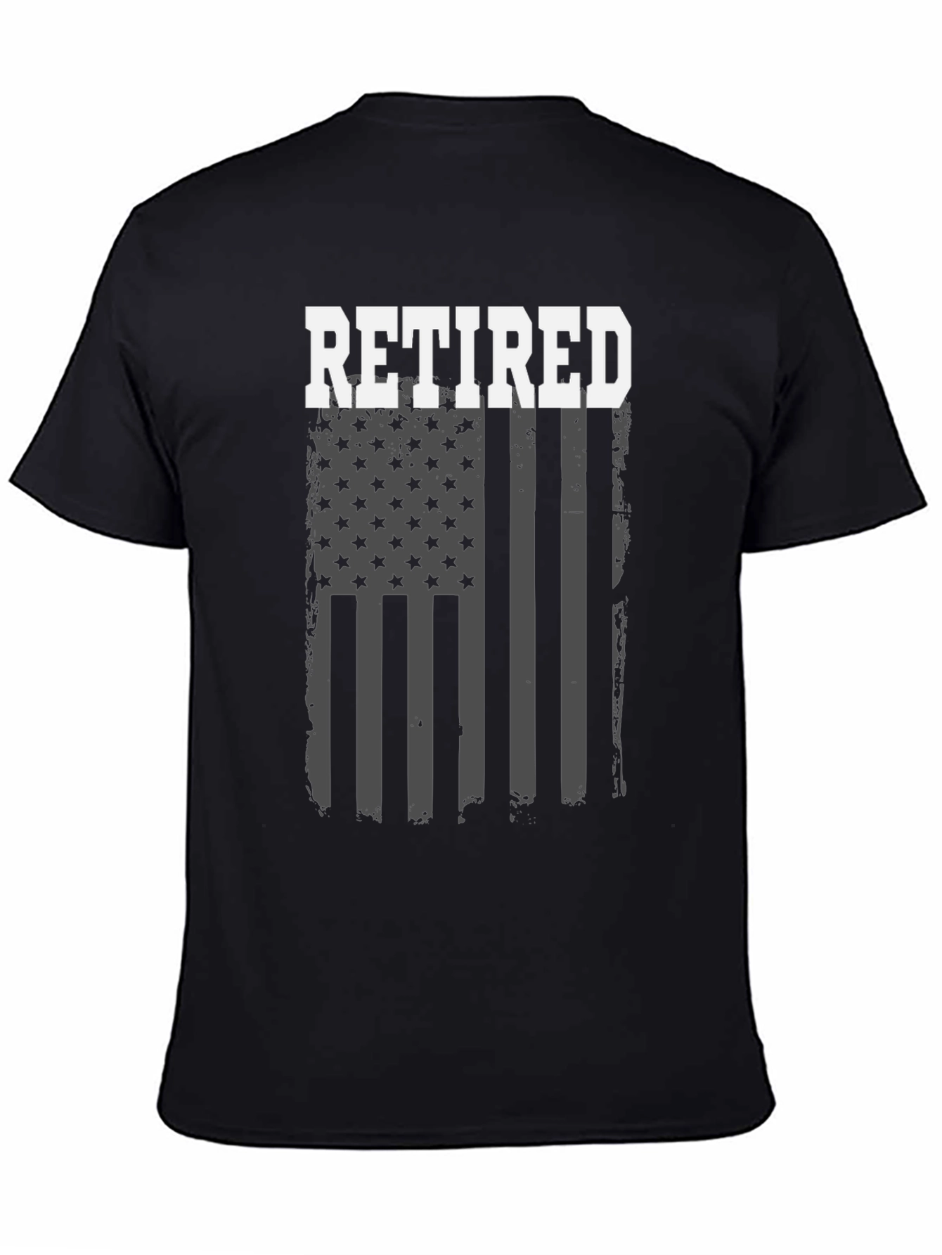 Black Retired American Flag Graphic T-Shirt view 4