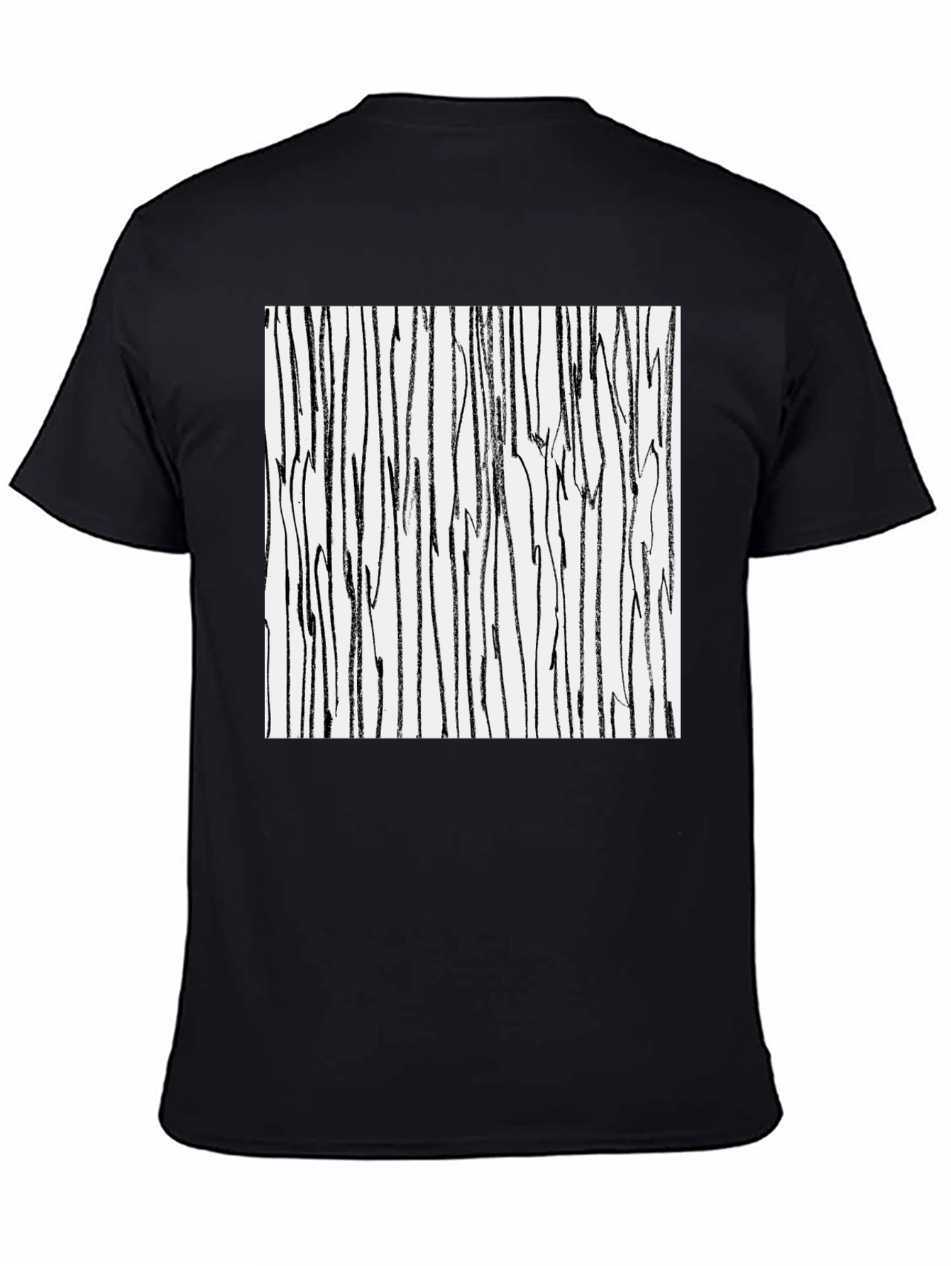 Black Abstract Stripe Print Black Cotton T-Shirt view 4