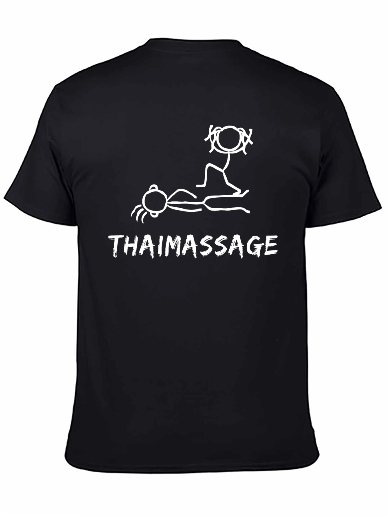 Black Thai Massage Graphic Tee - Funny Stick Figure Design view 4