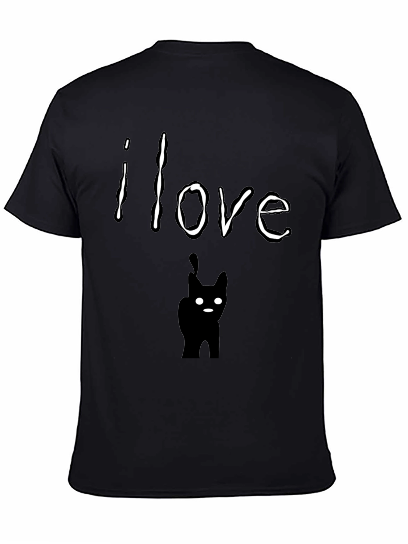 Black I Love Cats Graphic T-Shirt - Soft Cotton Tee view 4