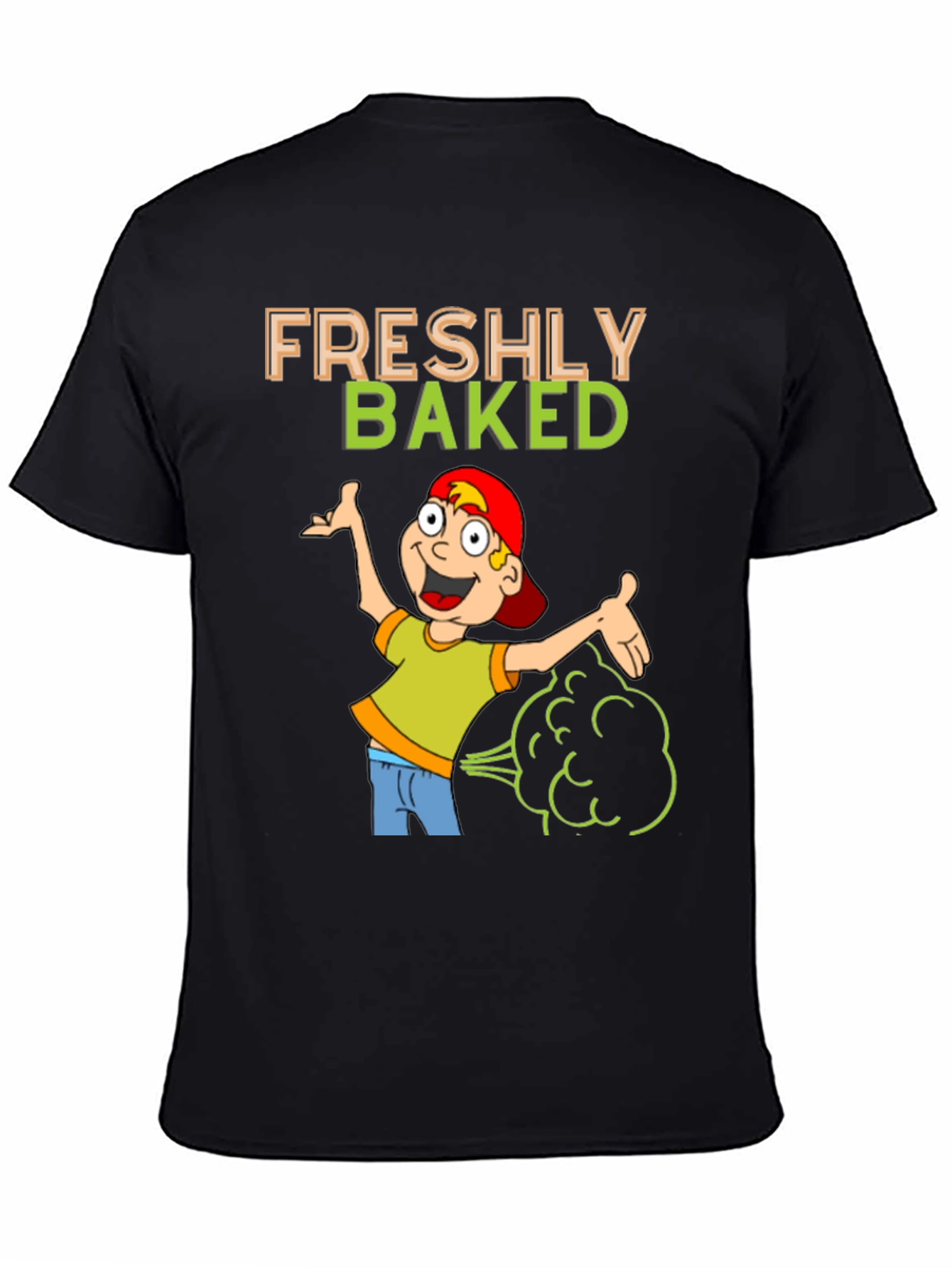 Black Freshly Baked Graphic T-Shirt Funny Cartoon view 4
