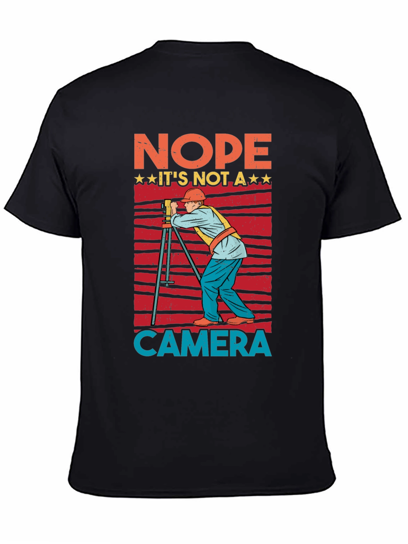 Black Nope Not a Camera Surveyor T-Shirt view 4