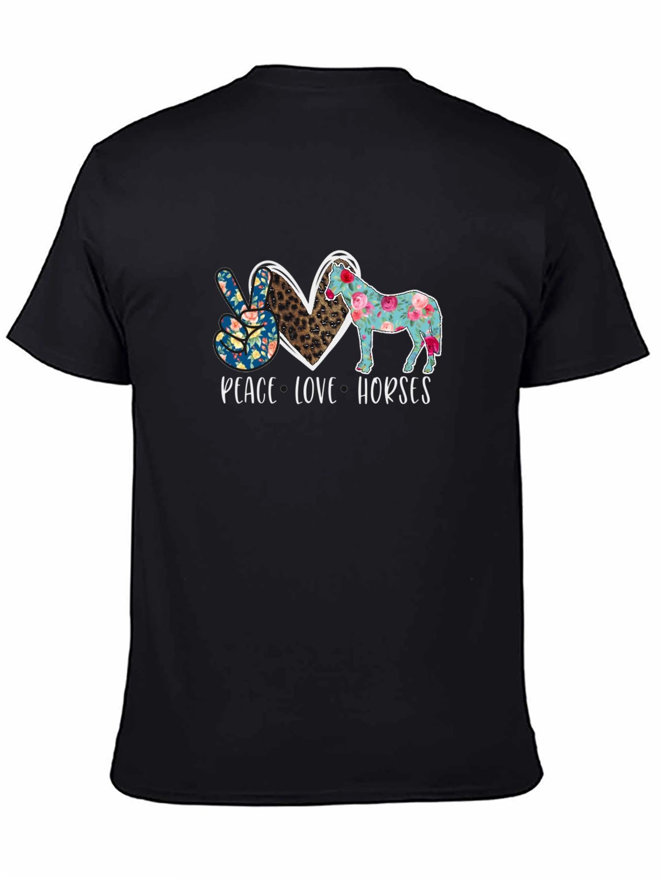 Black Peace Love Horses Graphic Tee view 4