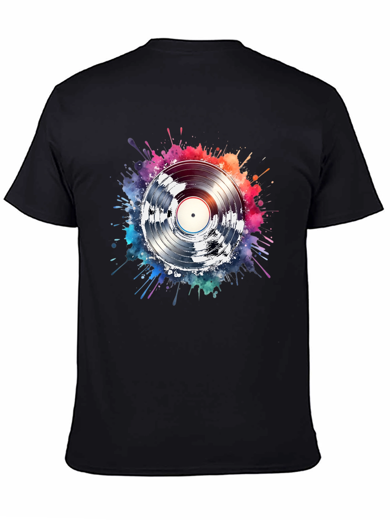Black Vinyl Record Splash Graphic Tee view 4