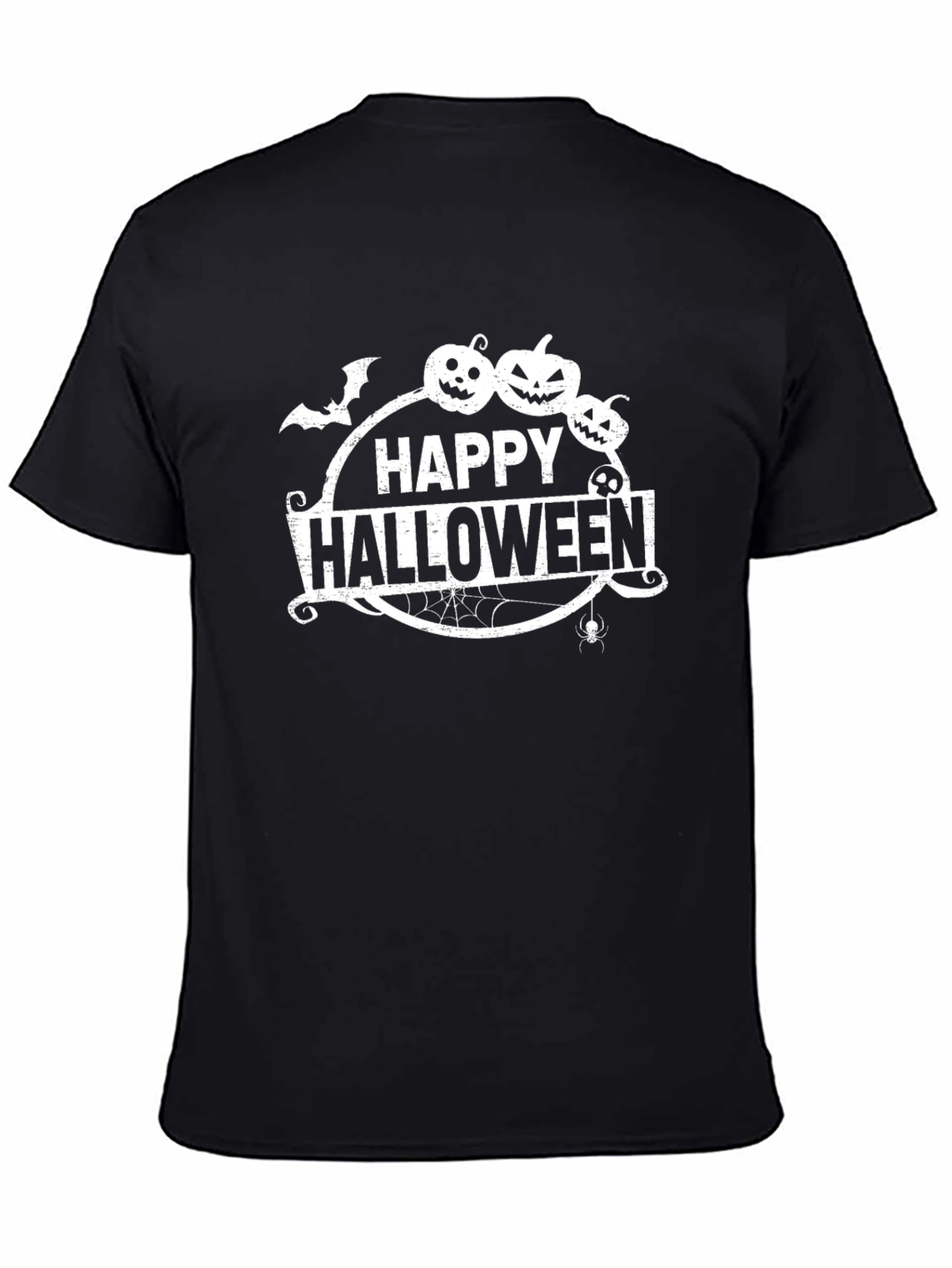 Black Happy Halloween Graphic Tee - Spooky Season Shirt view 4