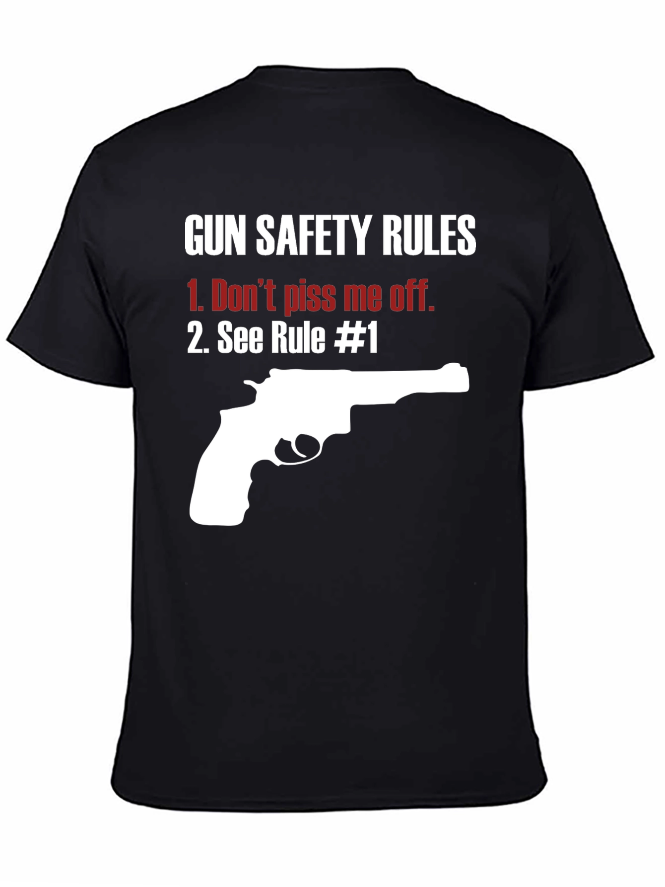 Black Gun Safety Rules Graphic T-Shirt view 4