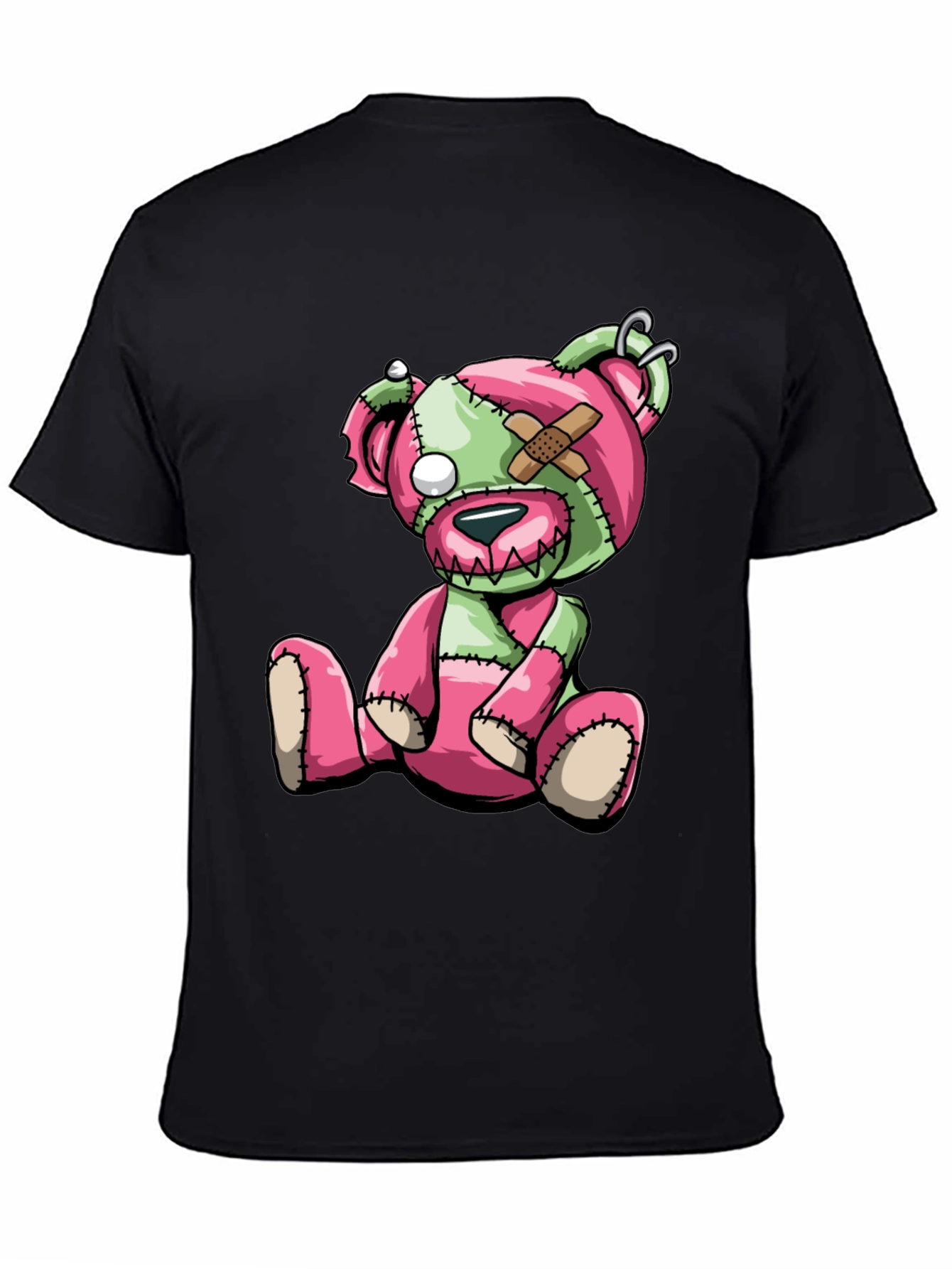 Black Creepy Cute Zombie Teddy Bear Graphic Tee view 4