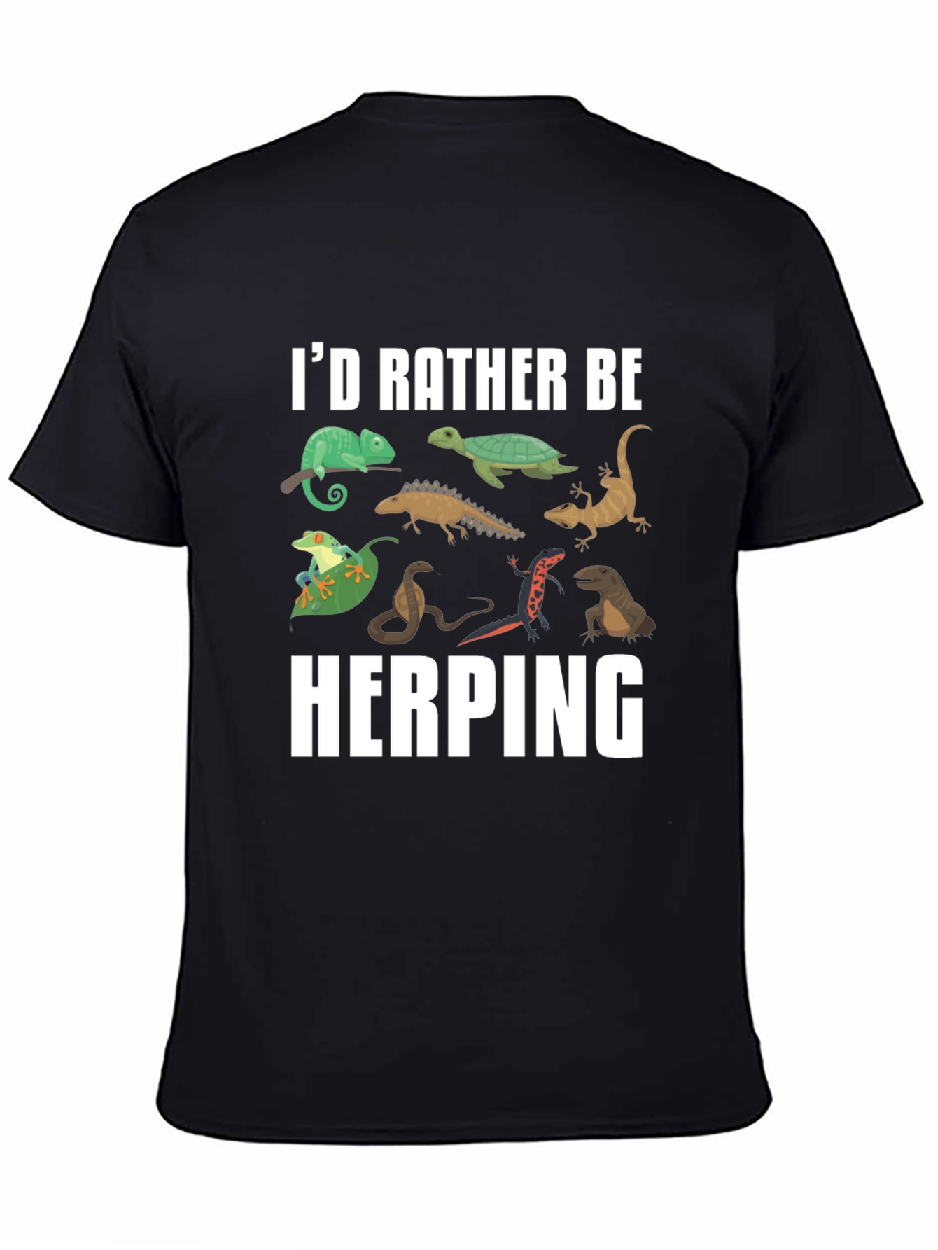 Black Herping Reptile T-Shirt - I'd Rather Be Herping view 4