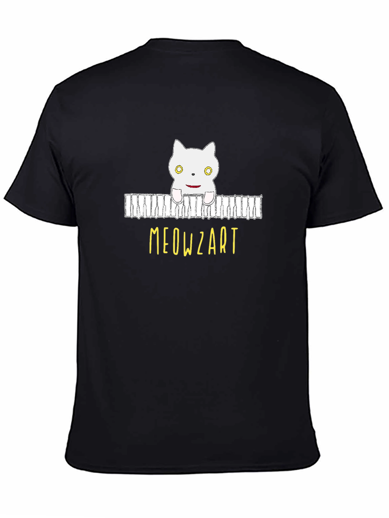 Black Meowzart Cat Piano T-Shirt - Music Lover Tee view 4