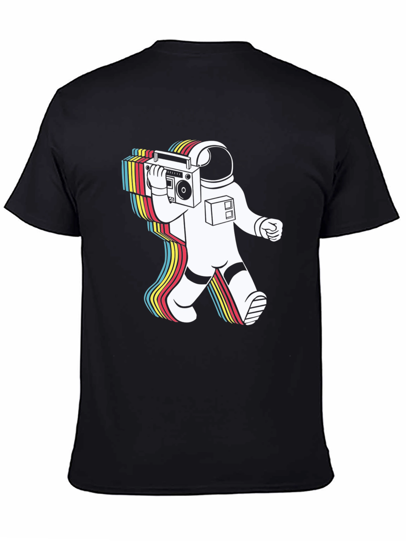 Black Retro Astronaut Boombox Graphic Tee - Black view 4